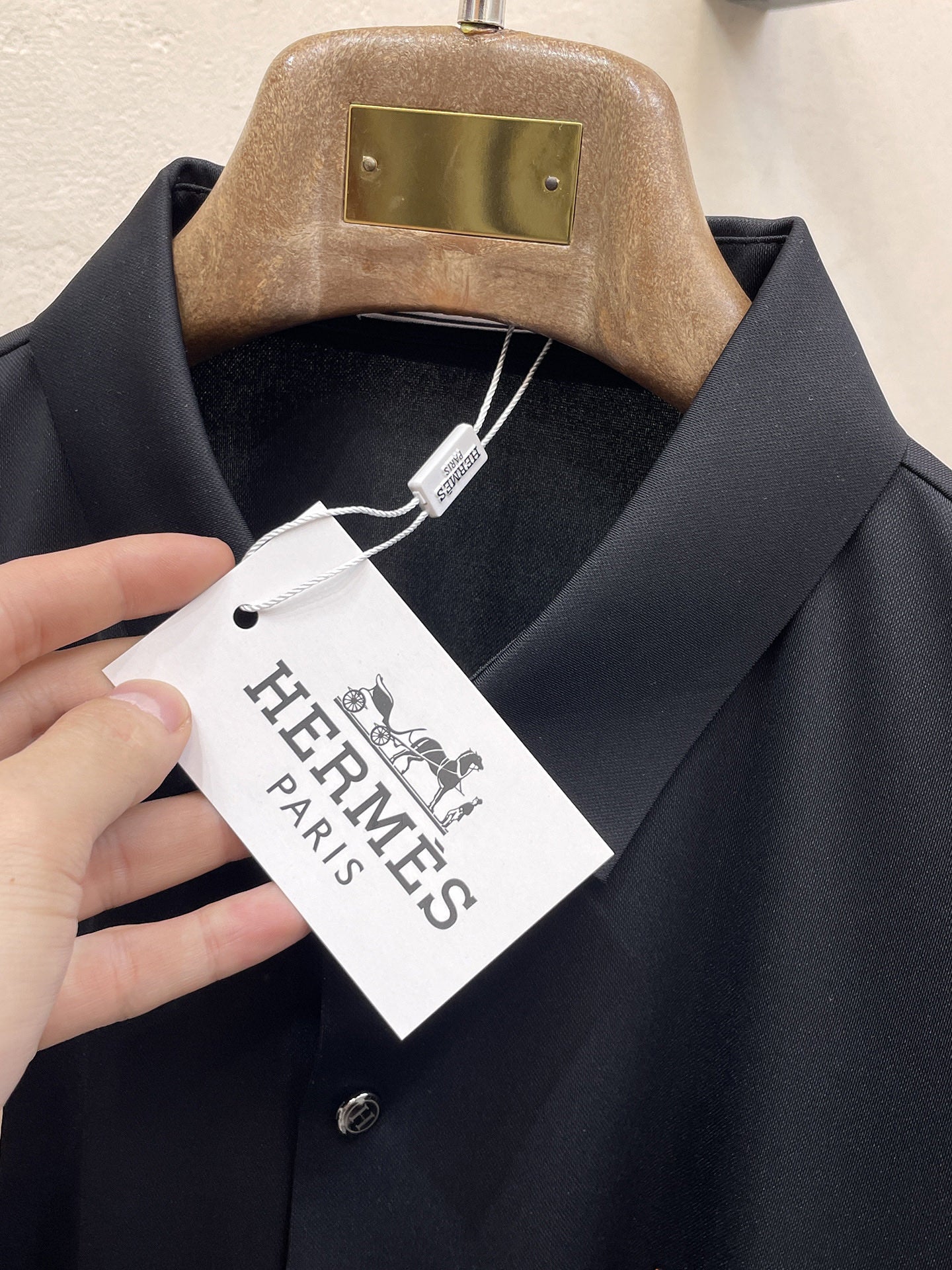 HM Men Short-Sleeve Polo Shirt Black Silk