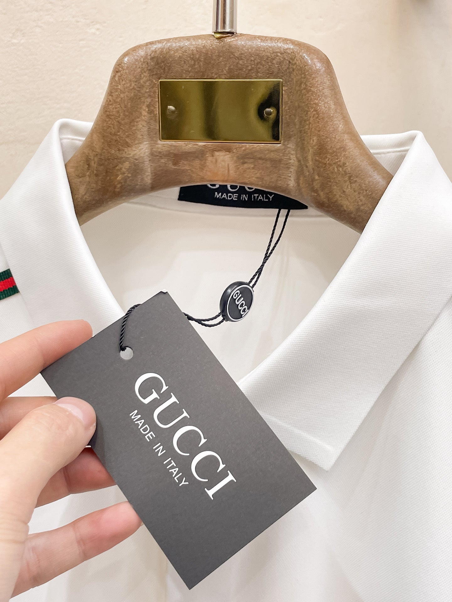 GG Men Short-Sleeve Polo Shirt White Silk