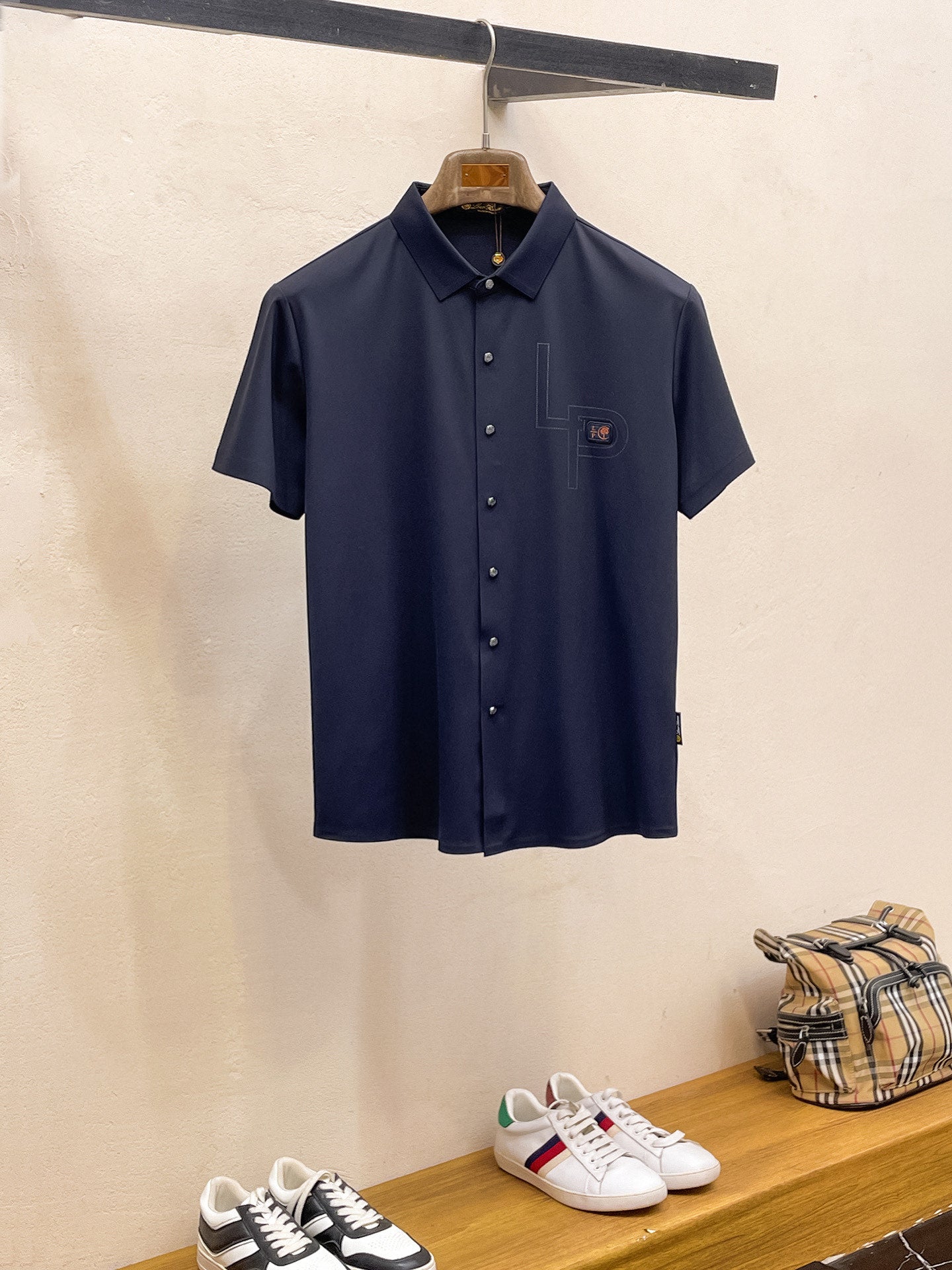 LP Men Short-Sleeve Polo Shirt Black Silk