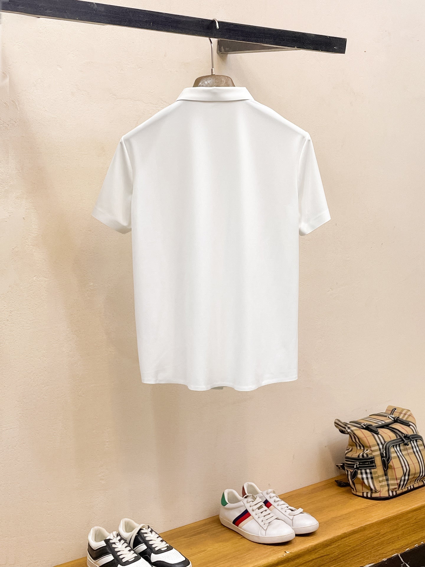 LP Men Short-Sleeve Polo Shirt White Silk