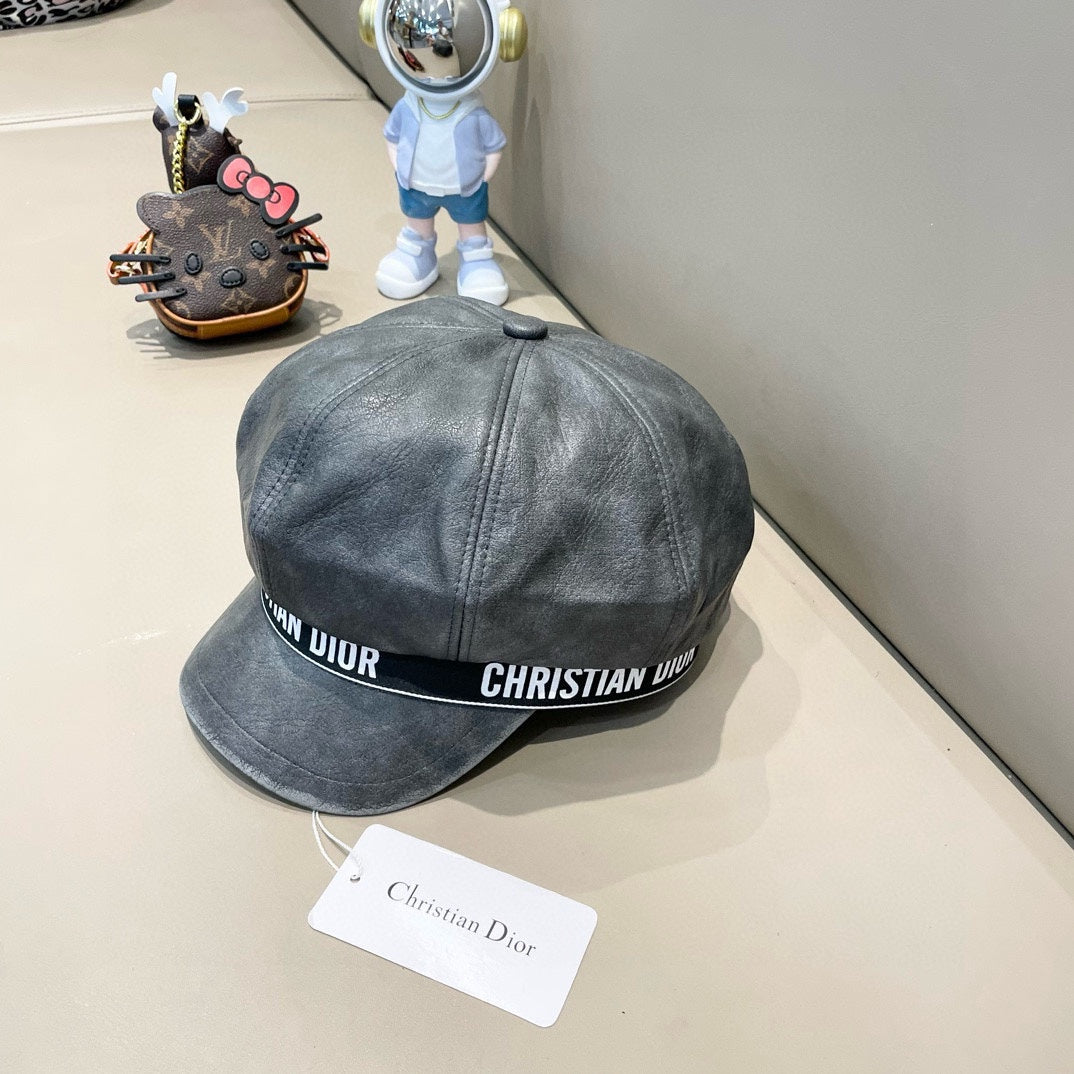 BAKER BOY HAT IN DARK GRAY LEATHER 436764