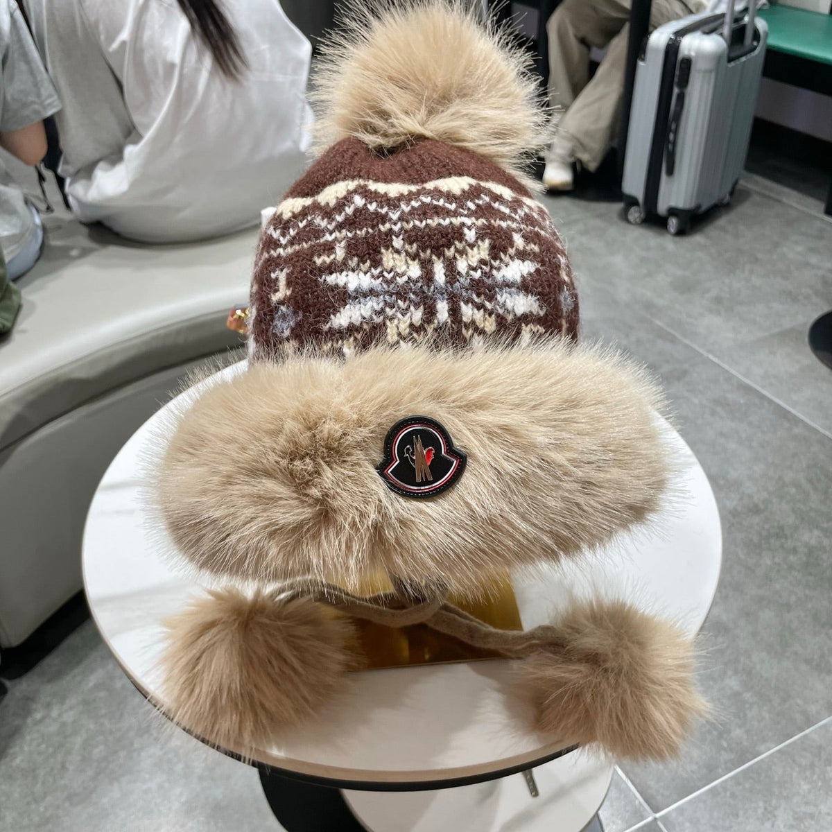 MC 26s Winter Pattern Bomber Trapper Hat Brown Fur 497874
