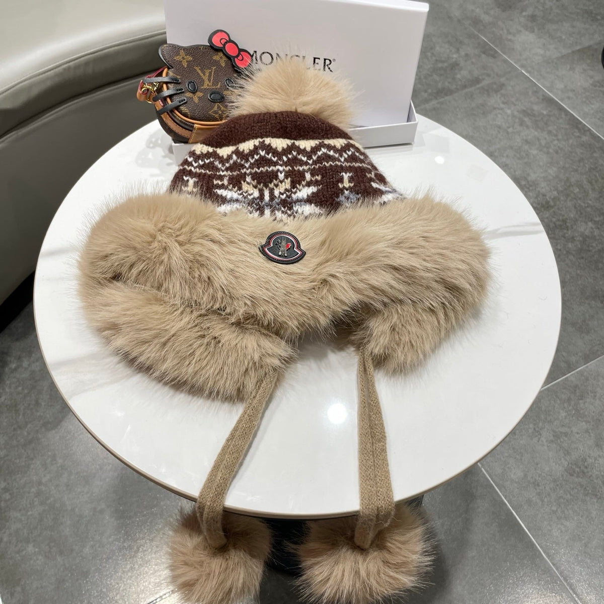 MC 26s Winter Pattern Bomber Trapper Hat Brown Fur 497874