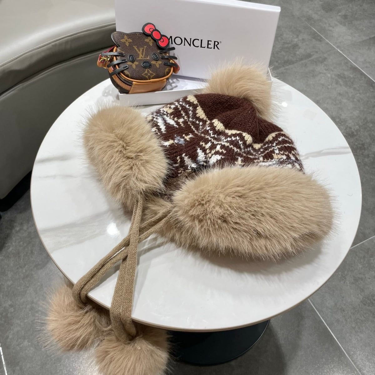 MC 26s Winter Pattern Bomber Trapper Hat Brown Fur 497874