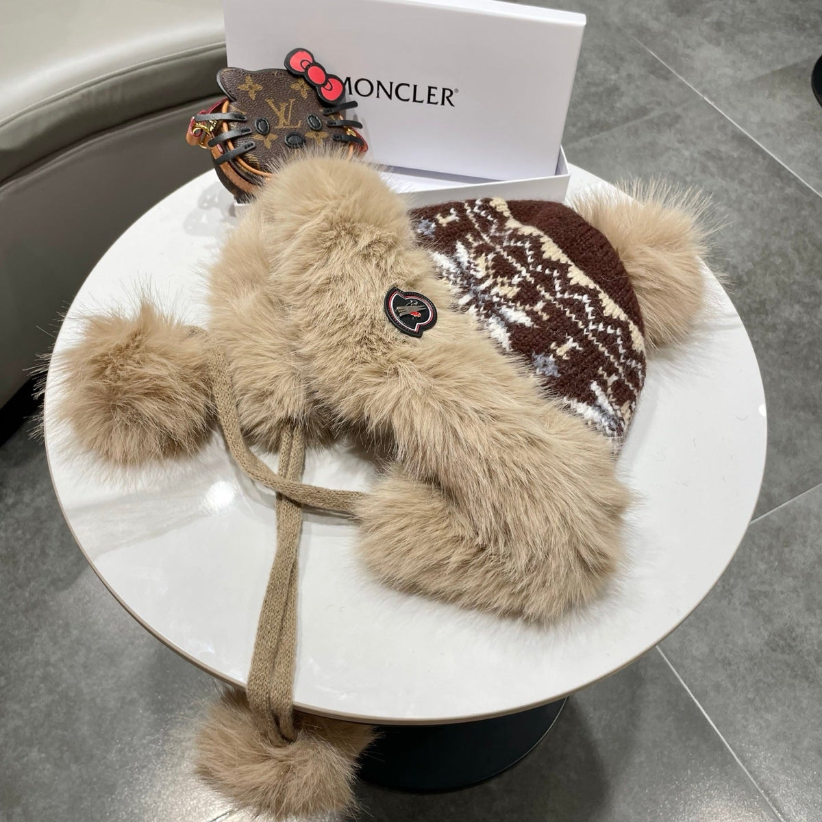 MC 26s Winter Pattern Bomber Trapper Hat Brown Fur 497874