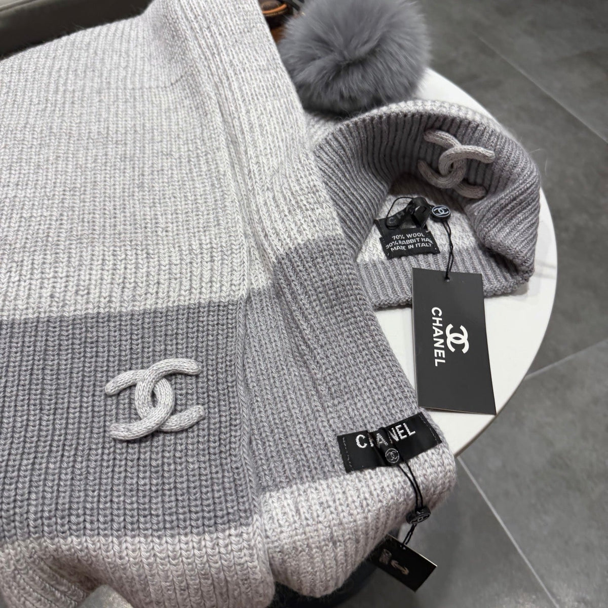CC 26s Winter Pom Pom Knit Set Grey Wool 499285