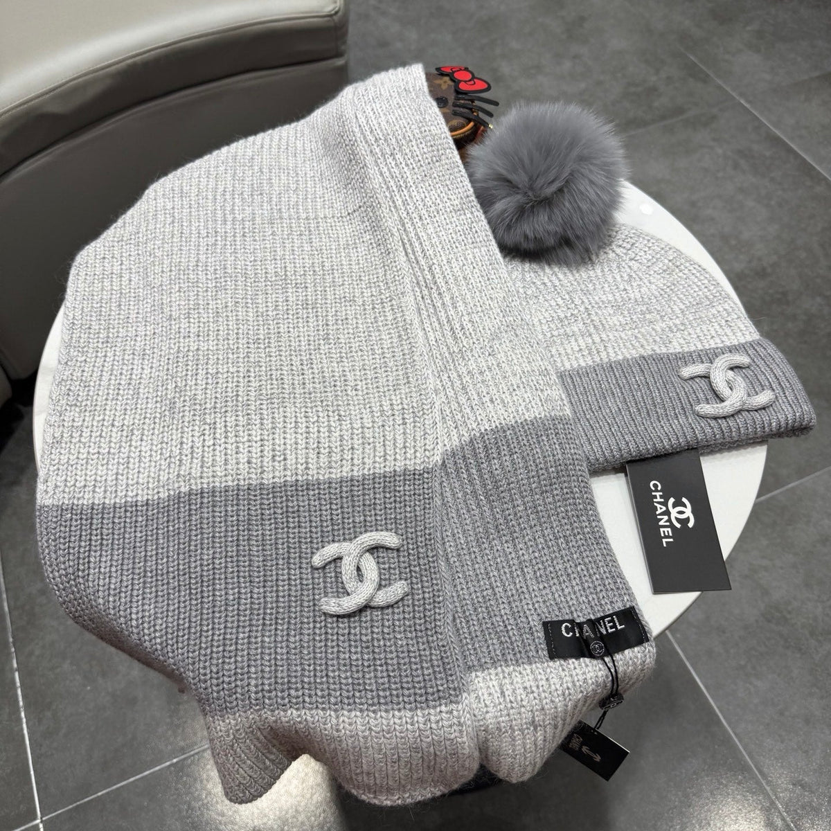 CC 26s Winter Pom Pom Knit Set Grey Wool 499285