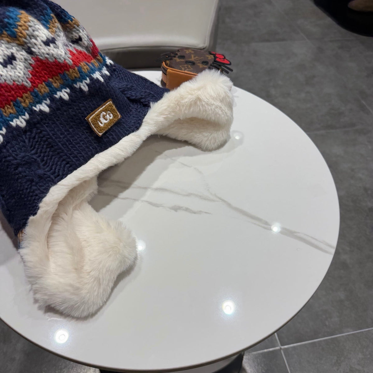UGG 26s Winter Pattern Bomber Trapper Hat Multicolor Fur 499181