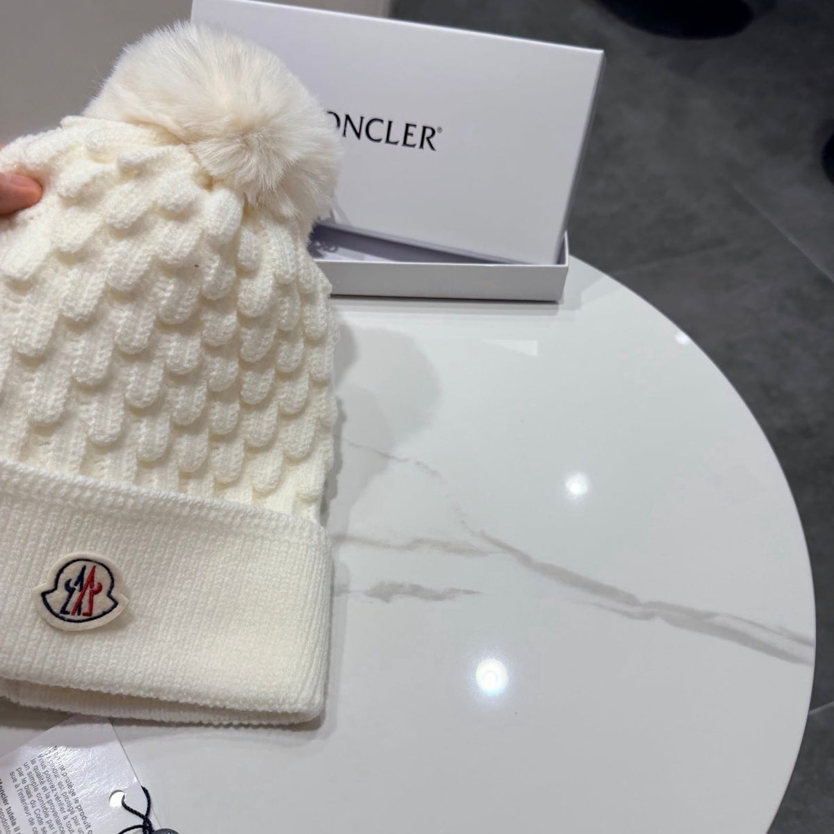 MC 26s Winter Pom Pom Beanie White Wool 499252