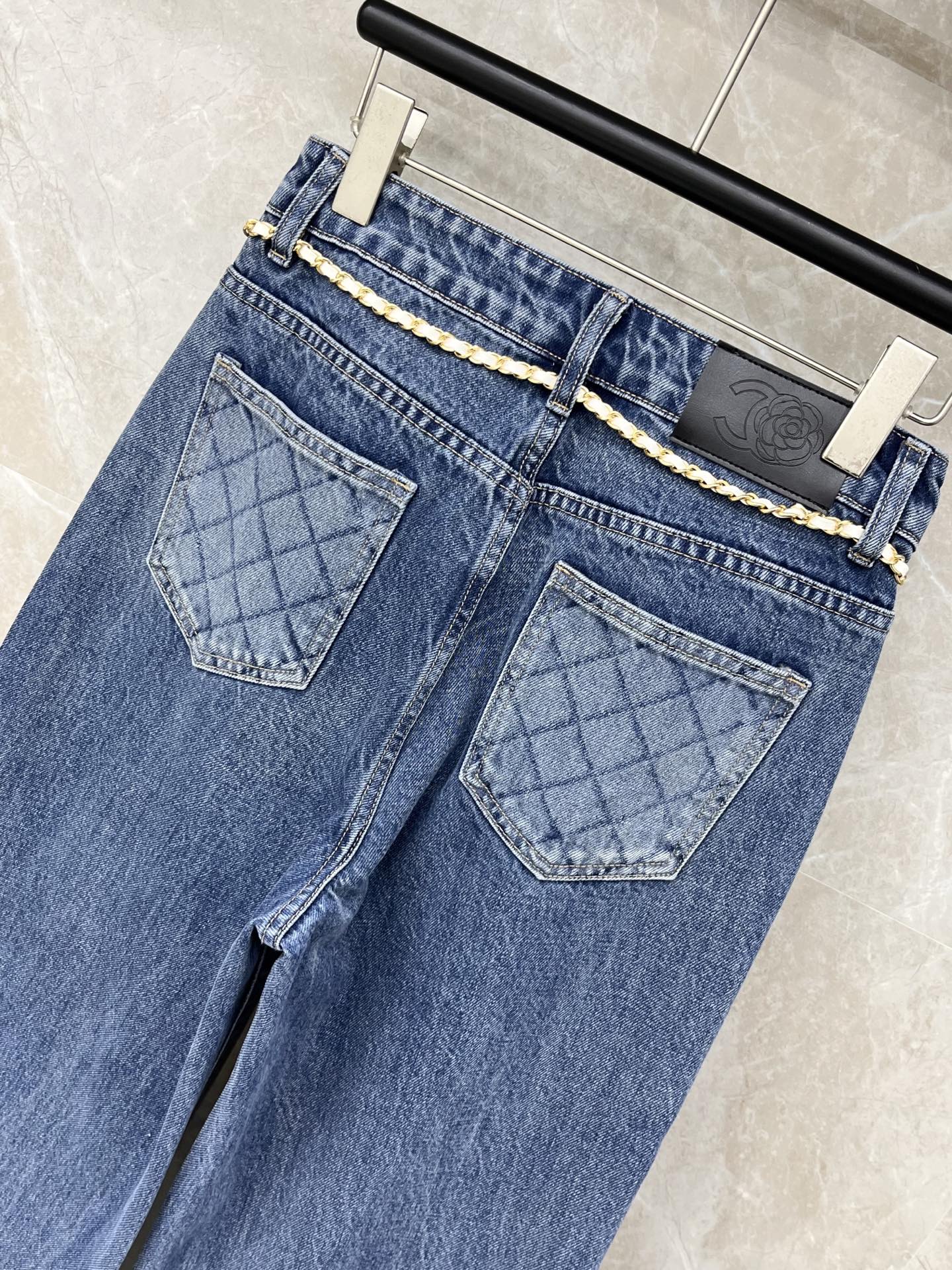 CC Straight-leg Jeans Wash Blue Denim Fabric 351241