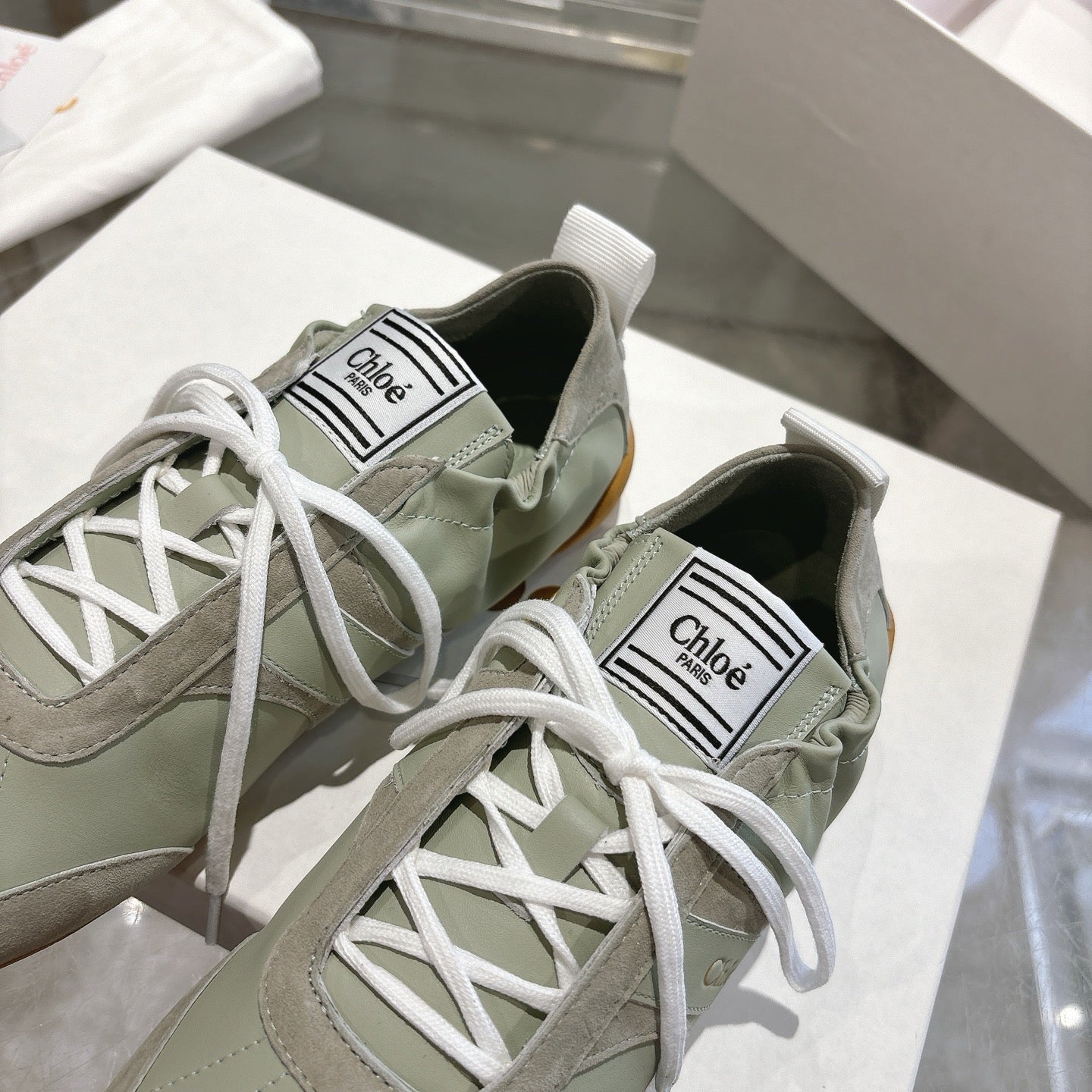 Chloe Sneaker  casual shoes light sage green cowhide 518813