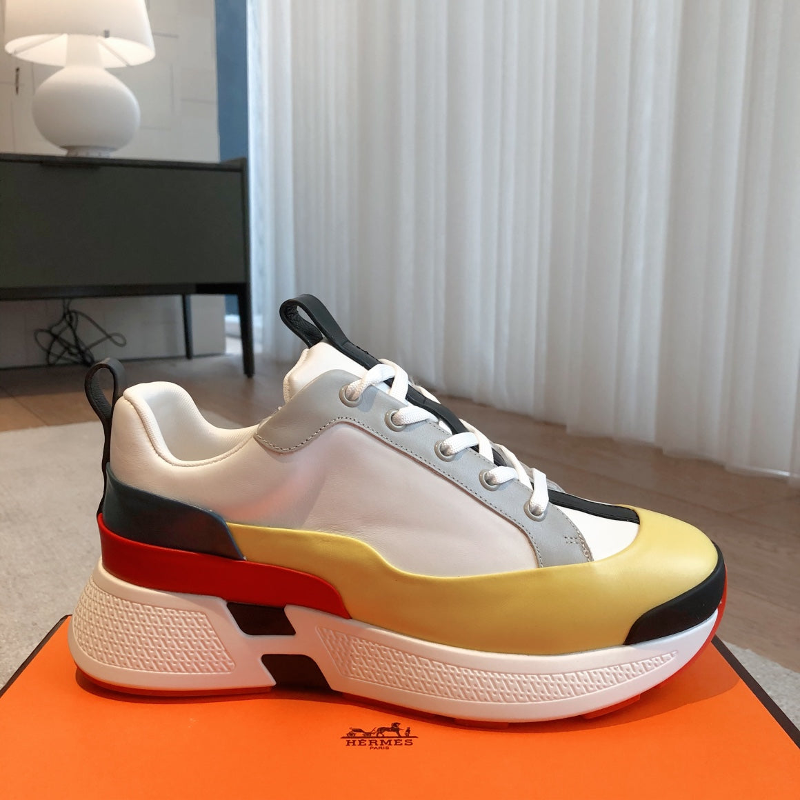 HM Hugo Sneakers White Yellow Black Calfskin 933466