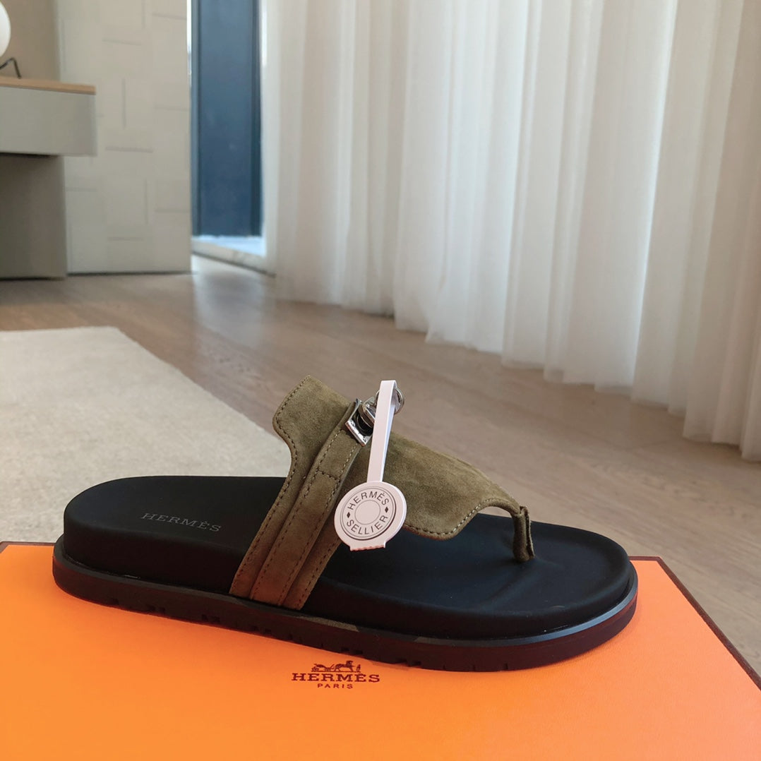 Empire Sandal Black Lambskin Pine Suede Goatskin