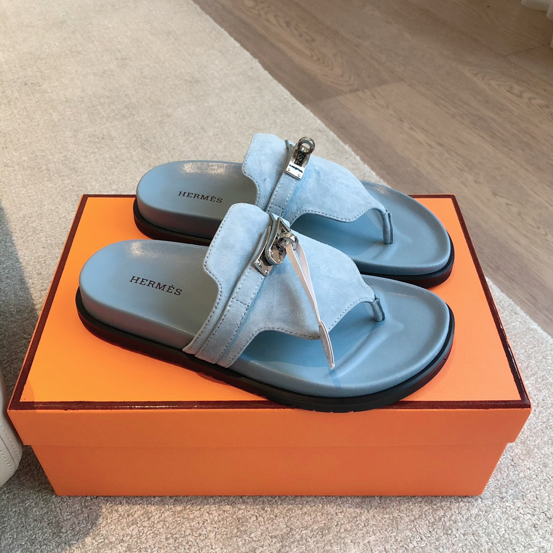 Empire Sandal Baby Blue Lambskin Suede Goatskin