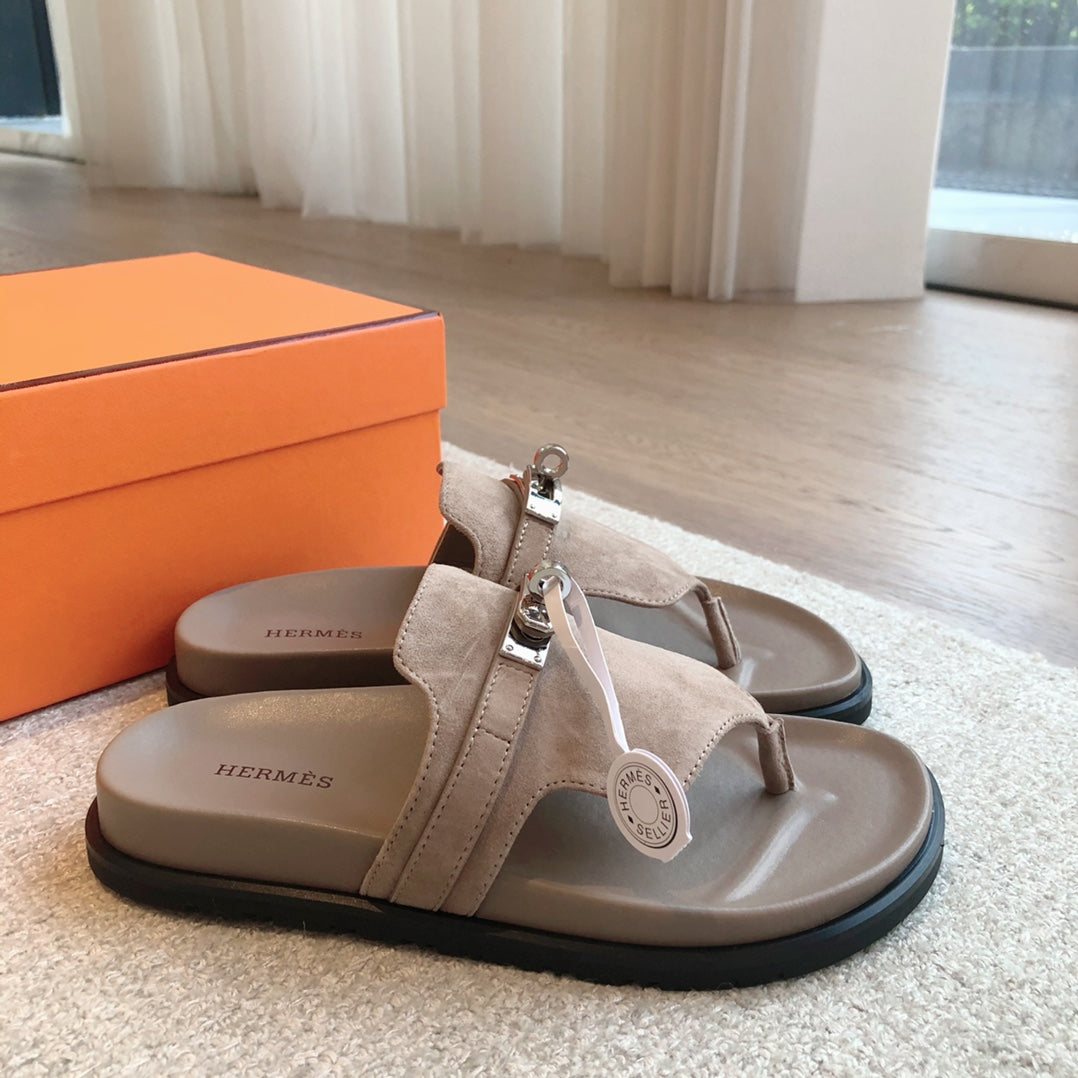 Empire Sandal Brown Lambskin Suede Goatskin