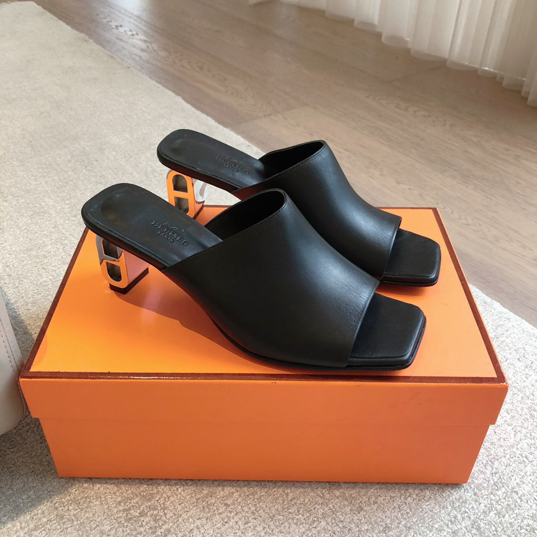 ICONIQUE 60 SANDAL BLACK CALFSKIN