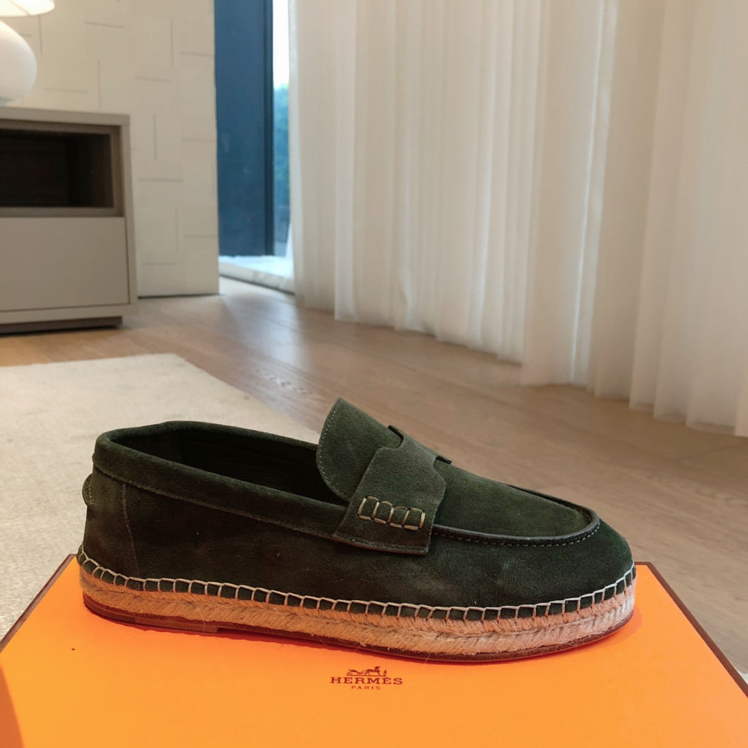 HM Trip Espadrille Olive Green Suede