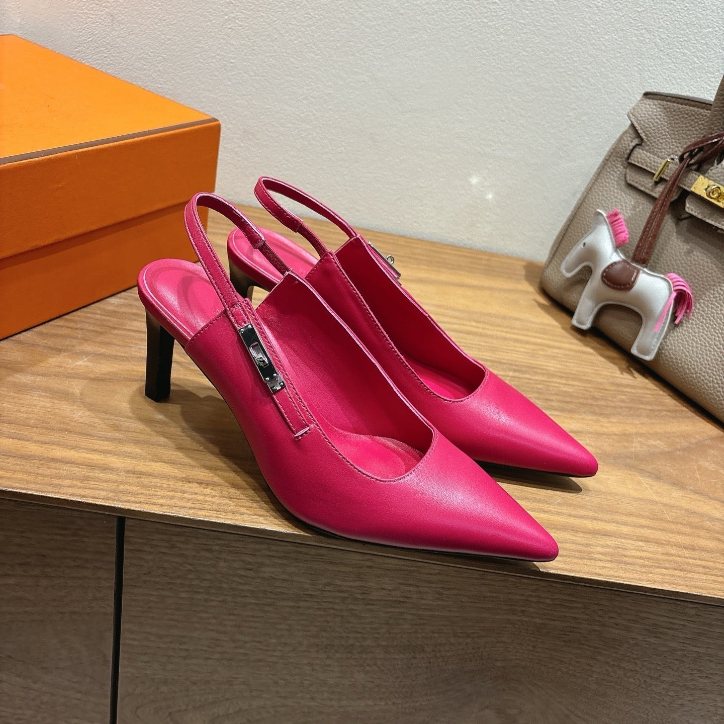 HM Lover Pump 80mm Rose Framboise Calfskin 429027