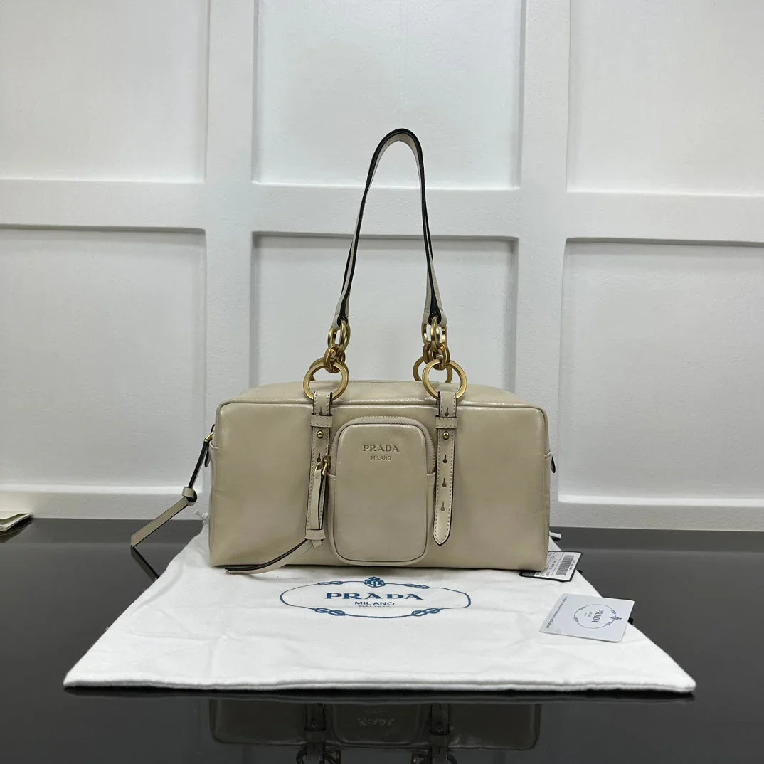 Prada 2026 Dangle Medium Shoulder Bag 30cm Patent Calfskin