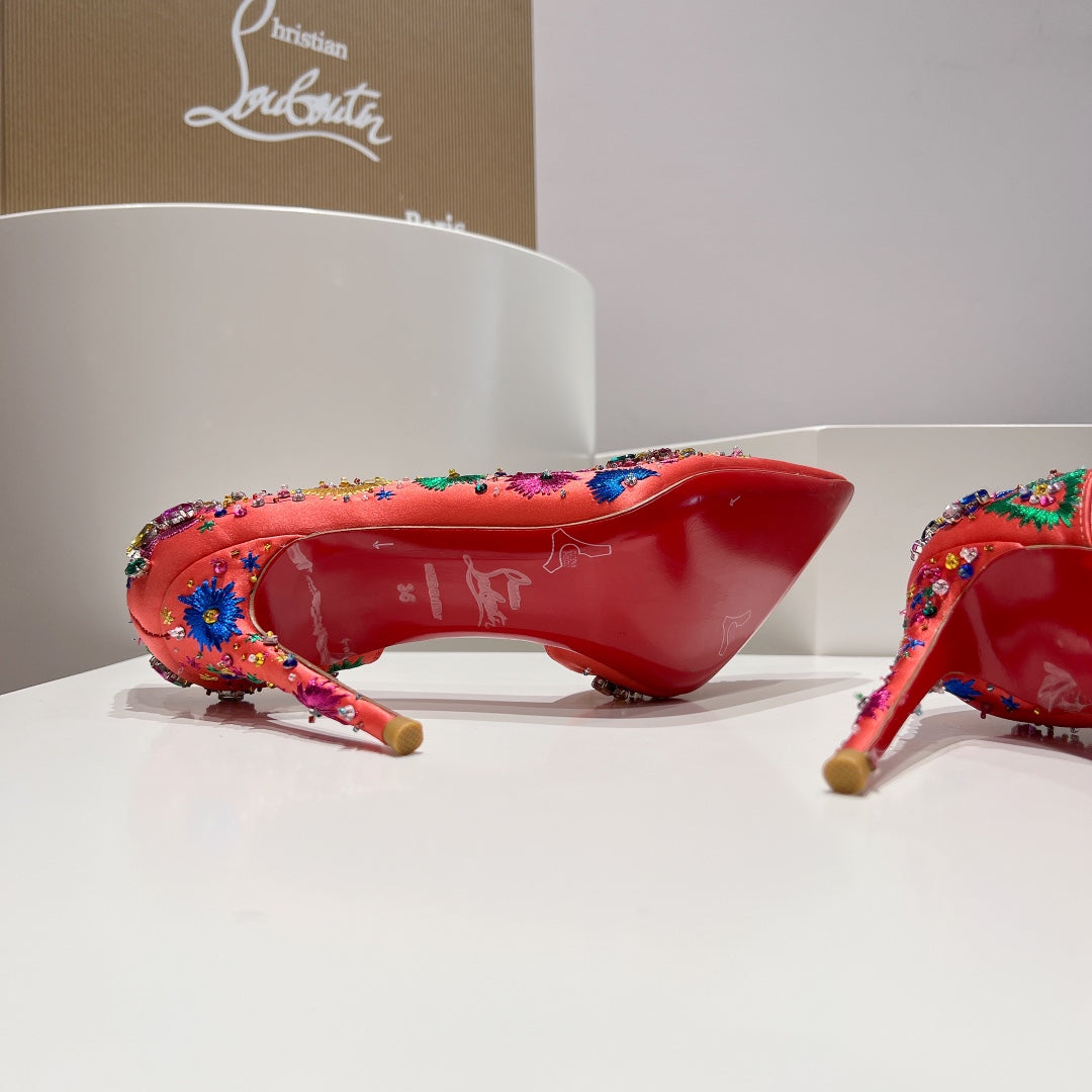 CL 25 Pump High Heels 100mm Silk and Sheepskin 240506