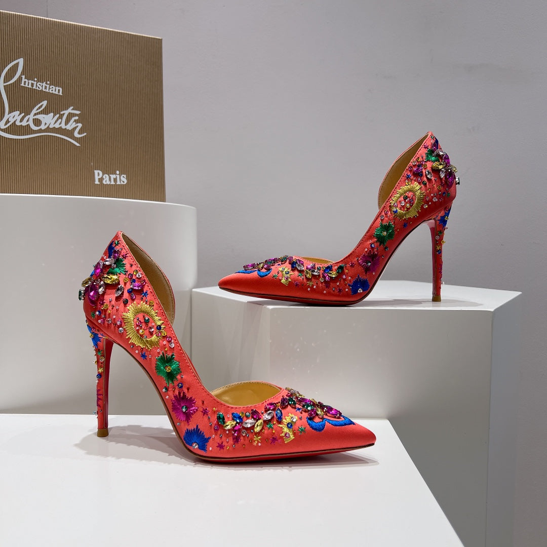 CL 25 Pump High Heels 100mm Silk and Sheepskin 240506