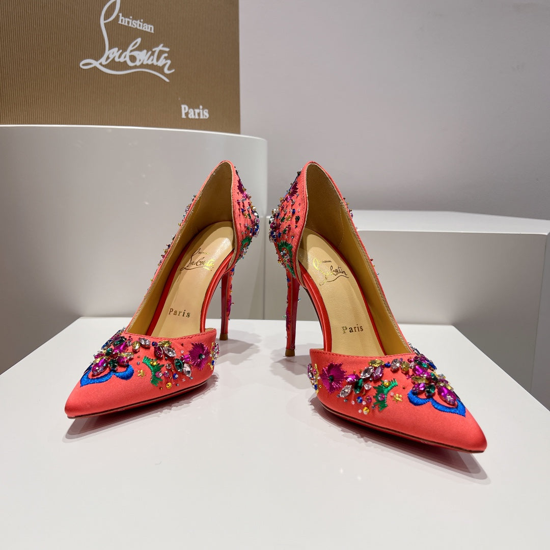 CL 25 Pump High Heels 100mm Silk and Sheepskin 240506