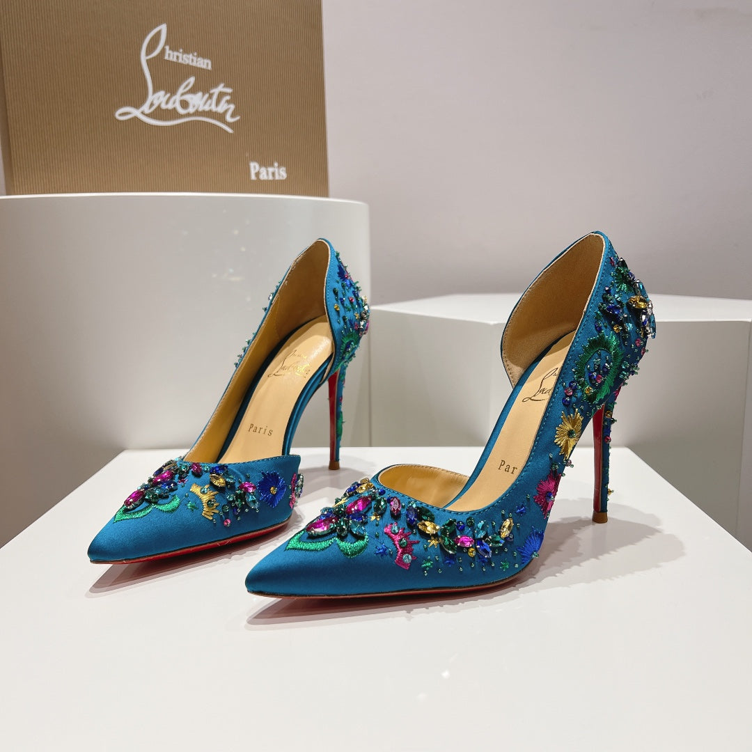 CL 25 Pump High Heels 100mm Silk and Sheepskin 240506