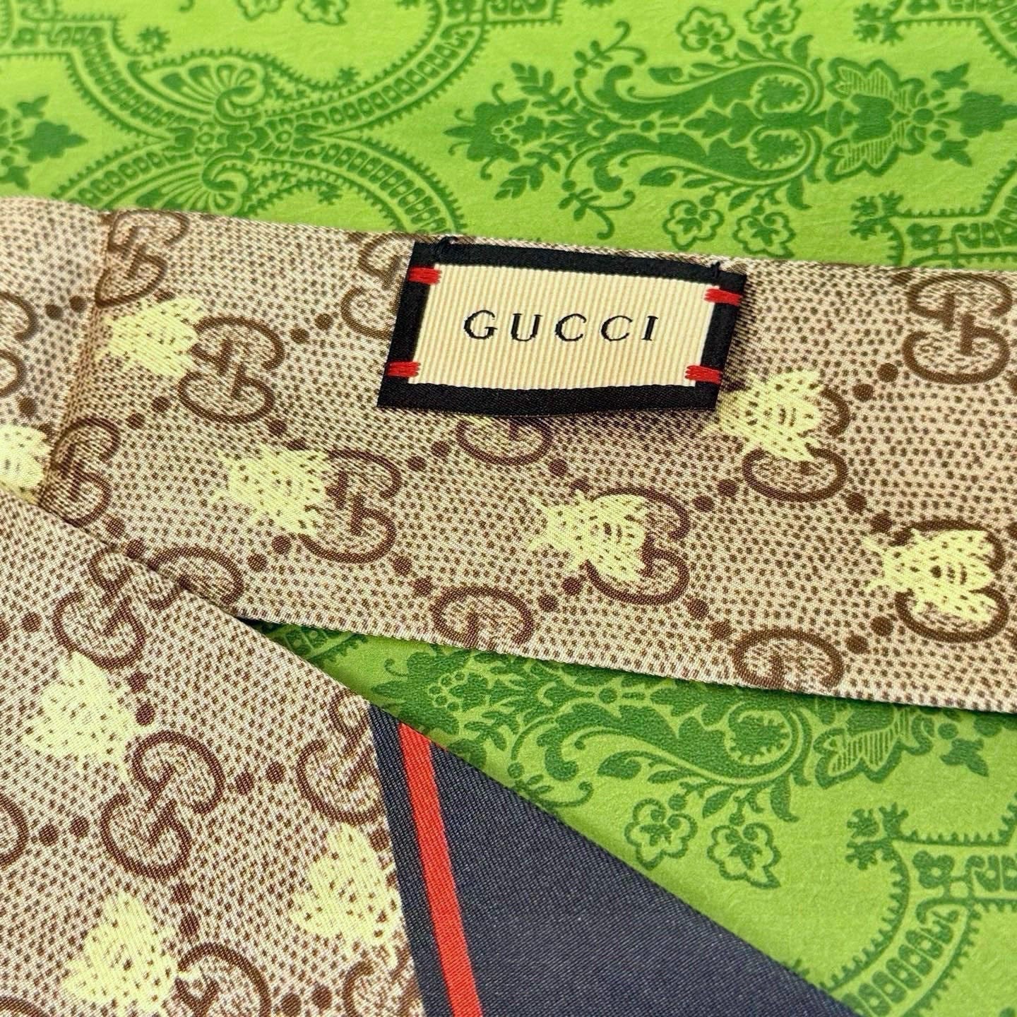 GG Twilly Mini Scarf 105  Brown Silk Twill 147650