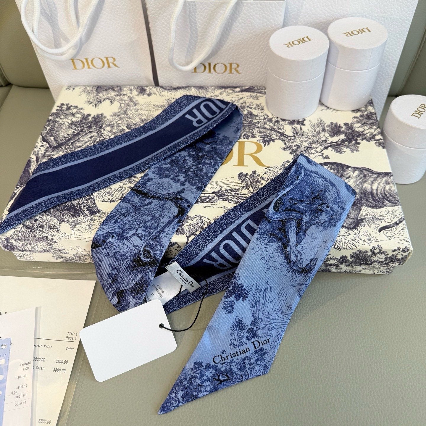 CD Twilly Mini Scarf 105 Blue Navy Silk Twill 147661