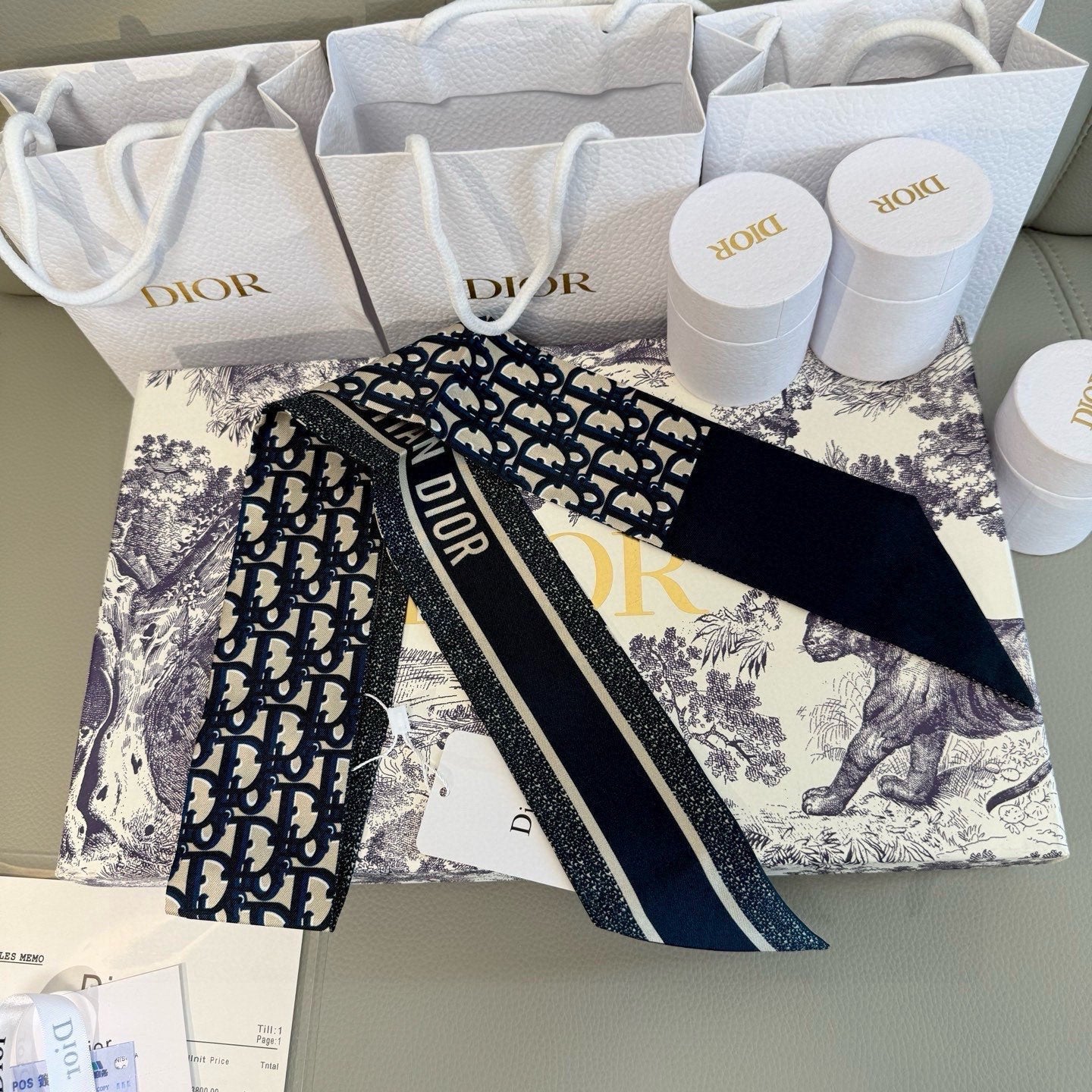 CD Twilly Mini Scarf 105 Black Silk Twill 147664