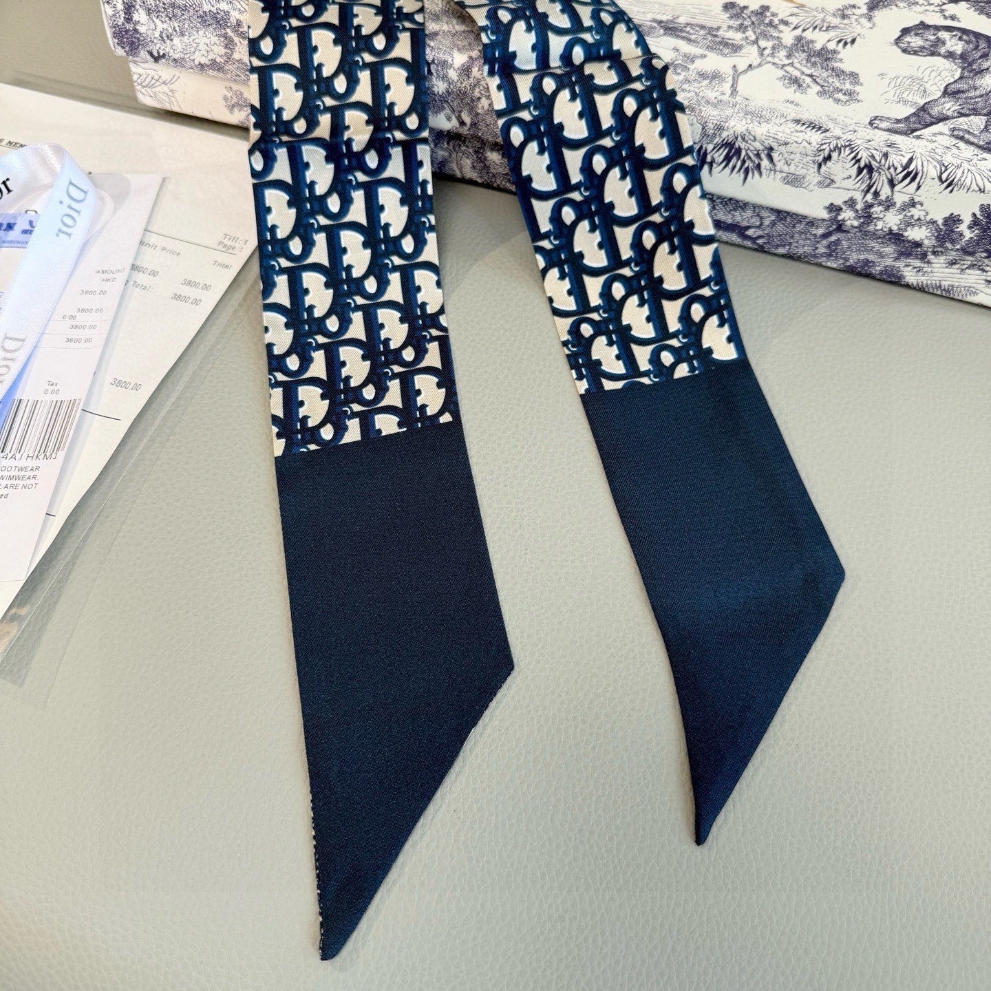 CD Twilly Mini Scarf 105 Black Silk Twill 147664