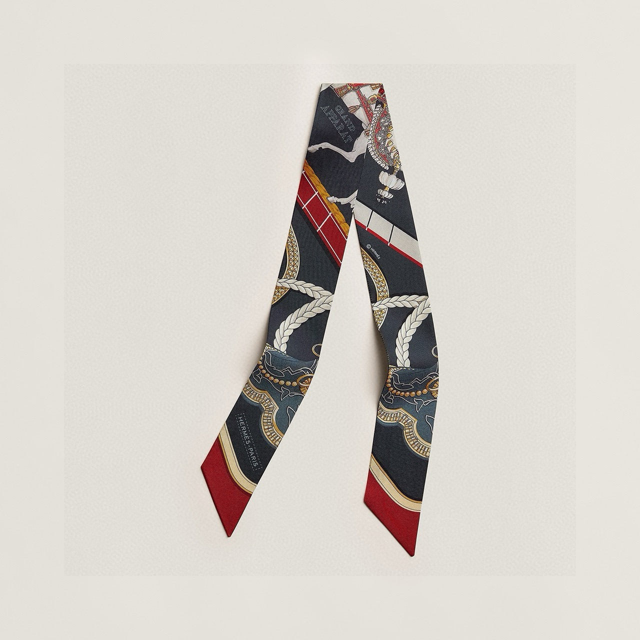 HM Twilly Mini Scarf 105 Creme Bleu Terracotta Silk Twill 153180
