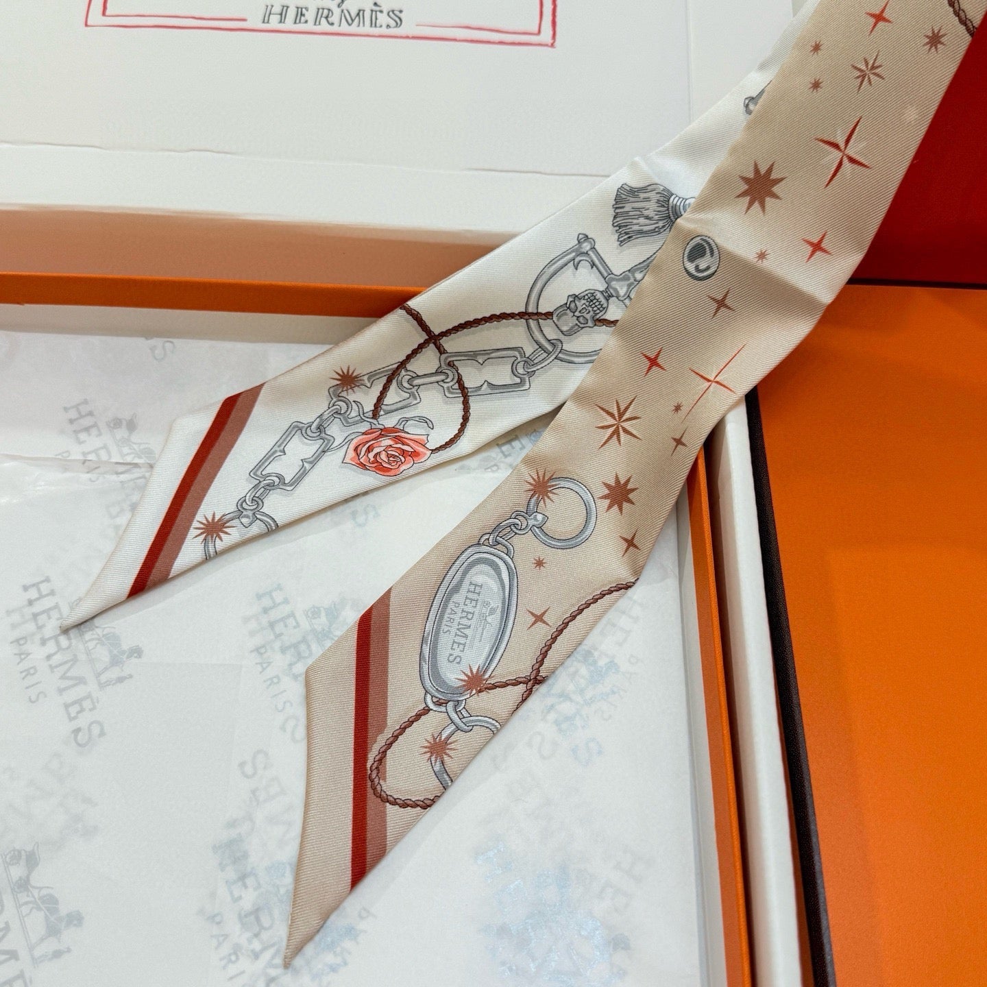 HM Twilly Mini Scarf 105 Beige Rosé Silk Twill 153189