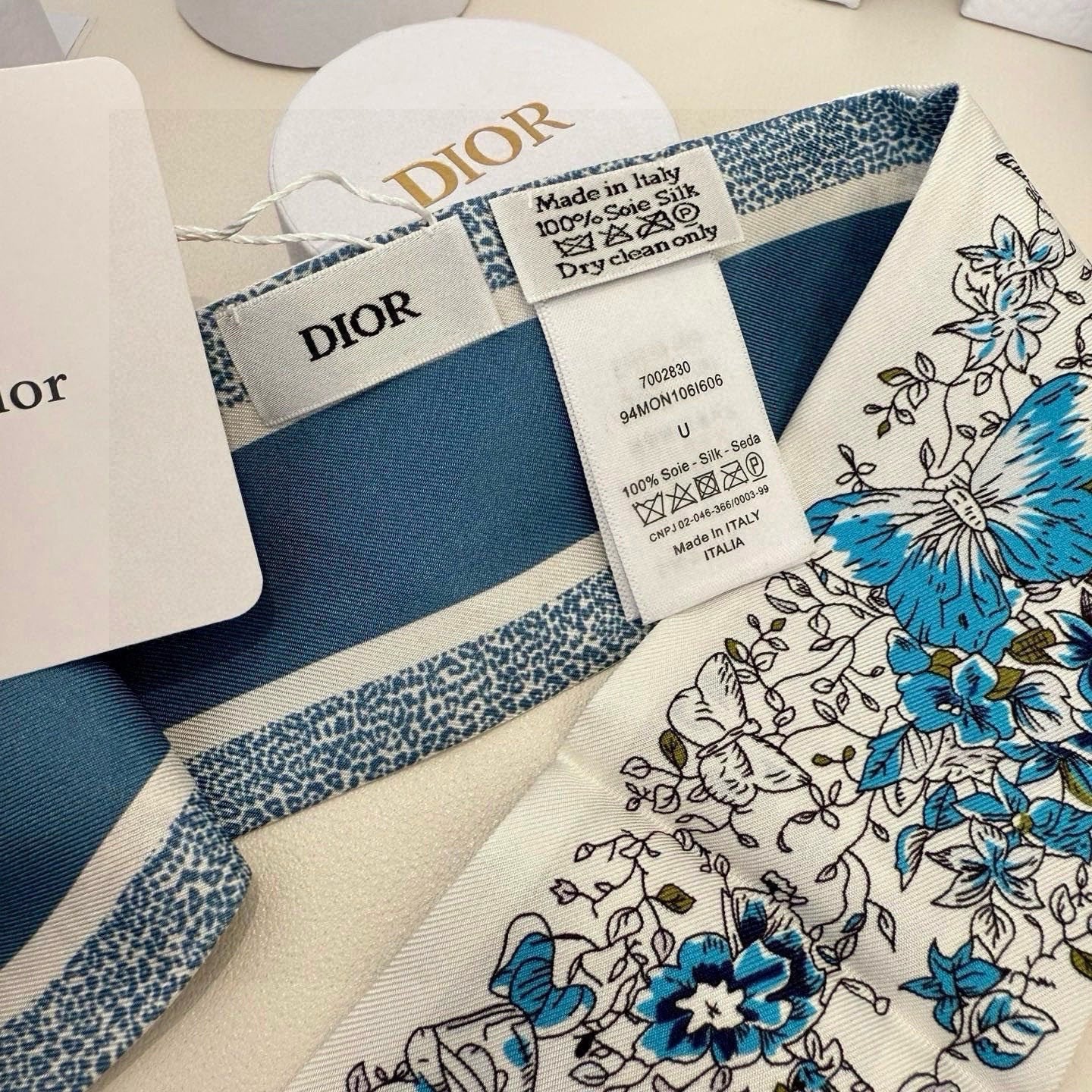 CD Mitzah Scarf White Blue Silk 153195