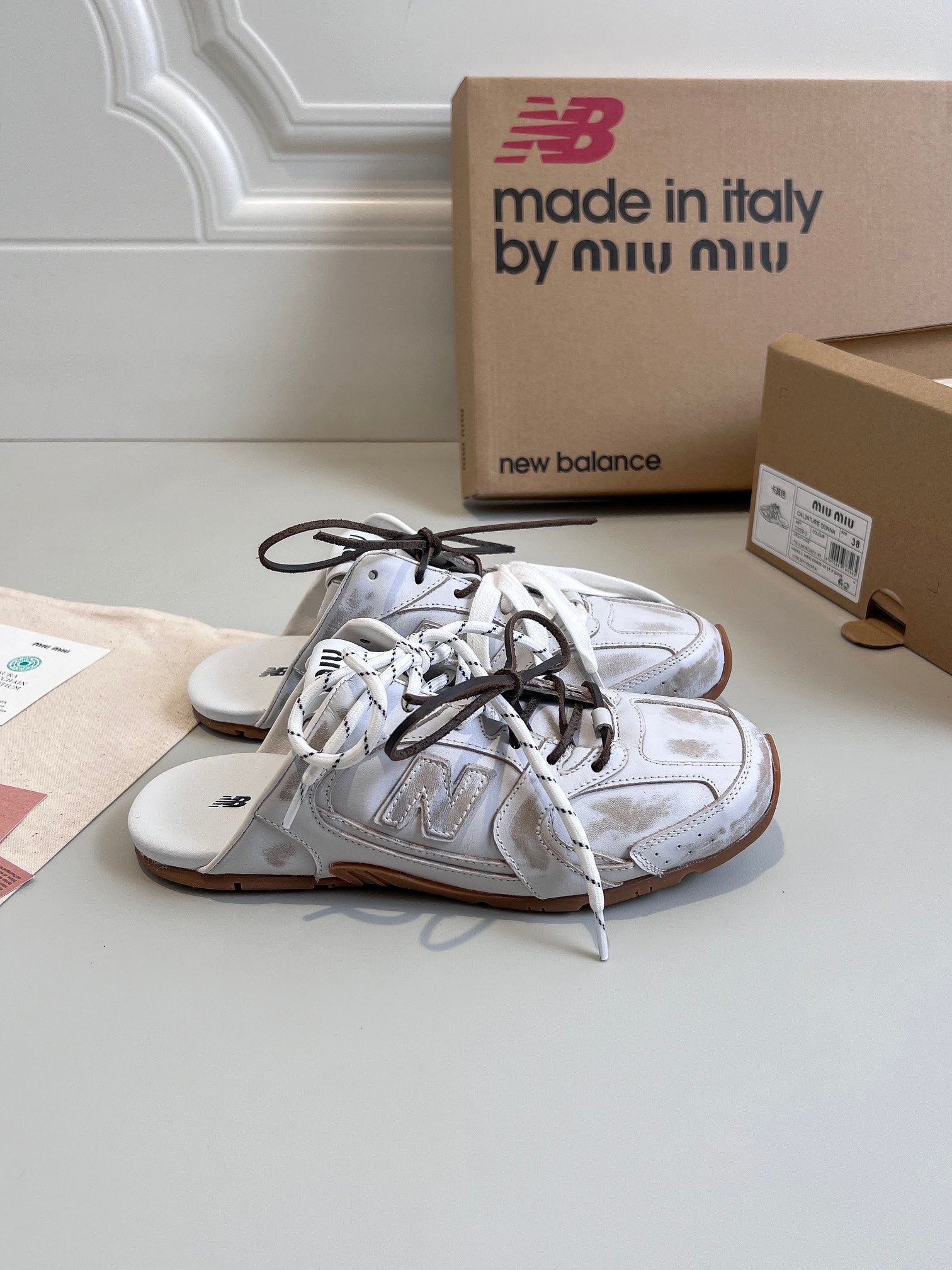 Miu x NB 530 SL Mules White Leather 642518