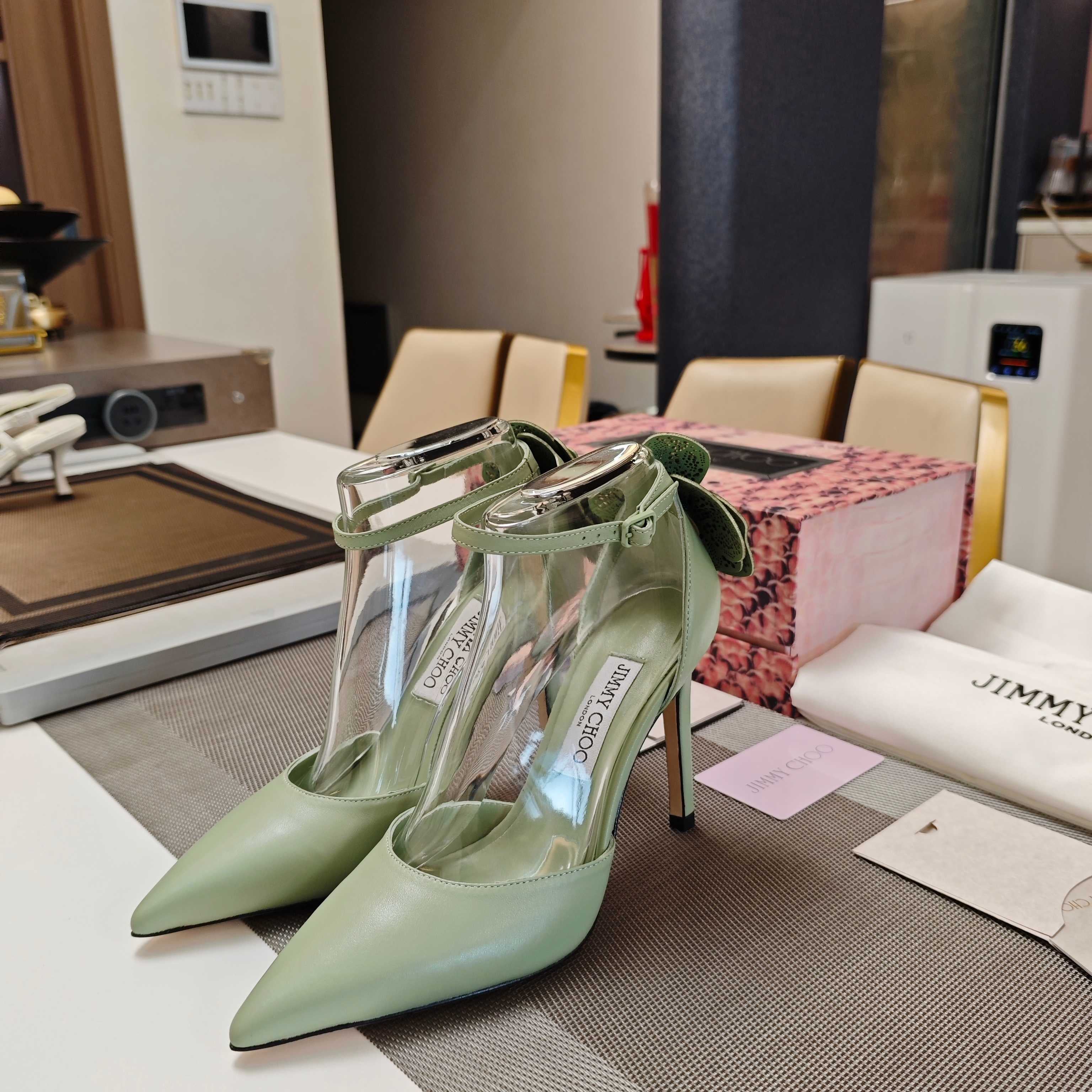 Jimmy Choo Marja Pumps 10cm Green Leather 900898
