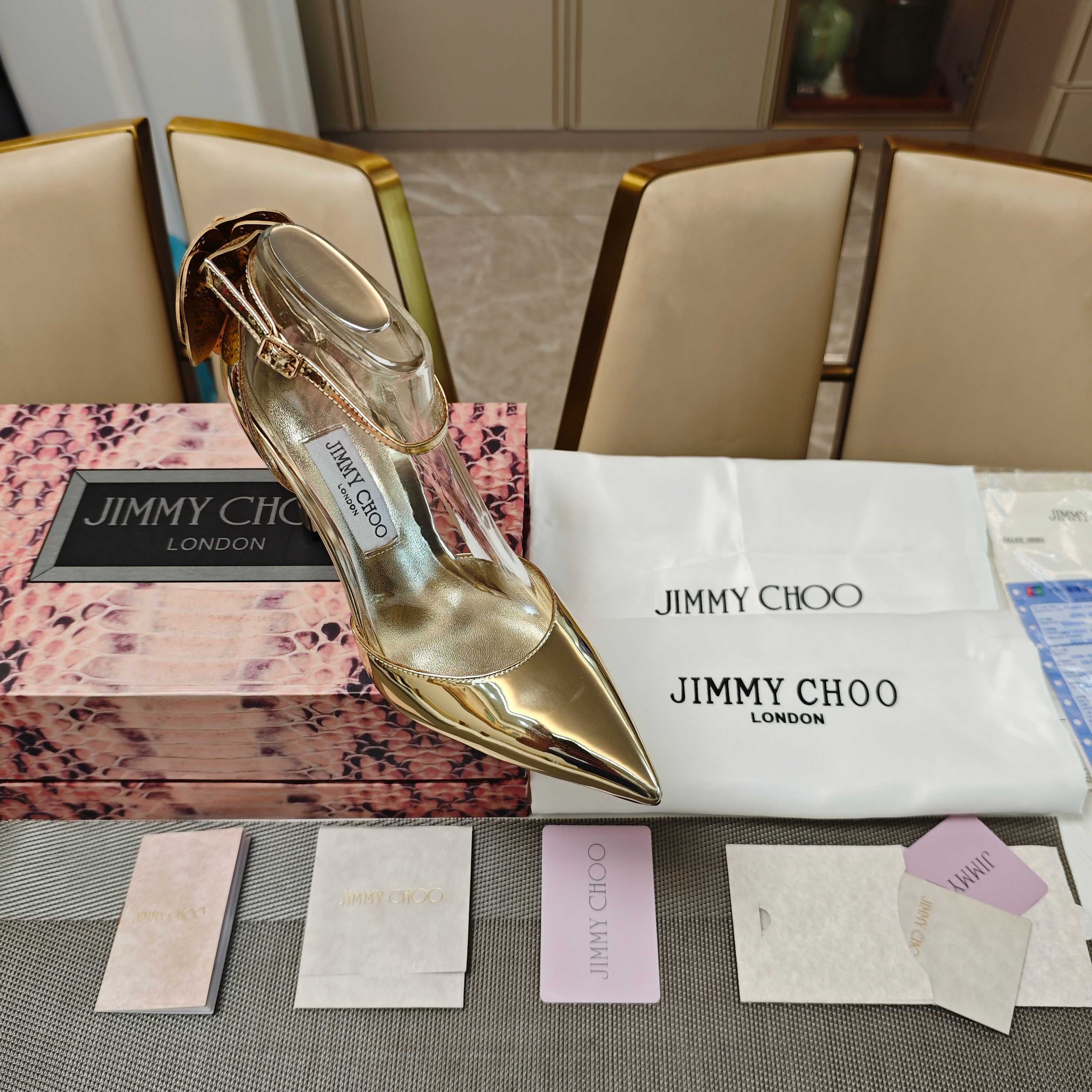 Jimmy Choo Marja Pumps 10cm Gold Metallic Leather 900899