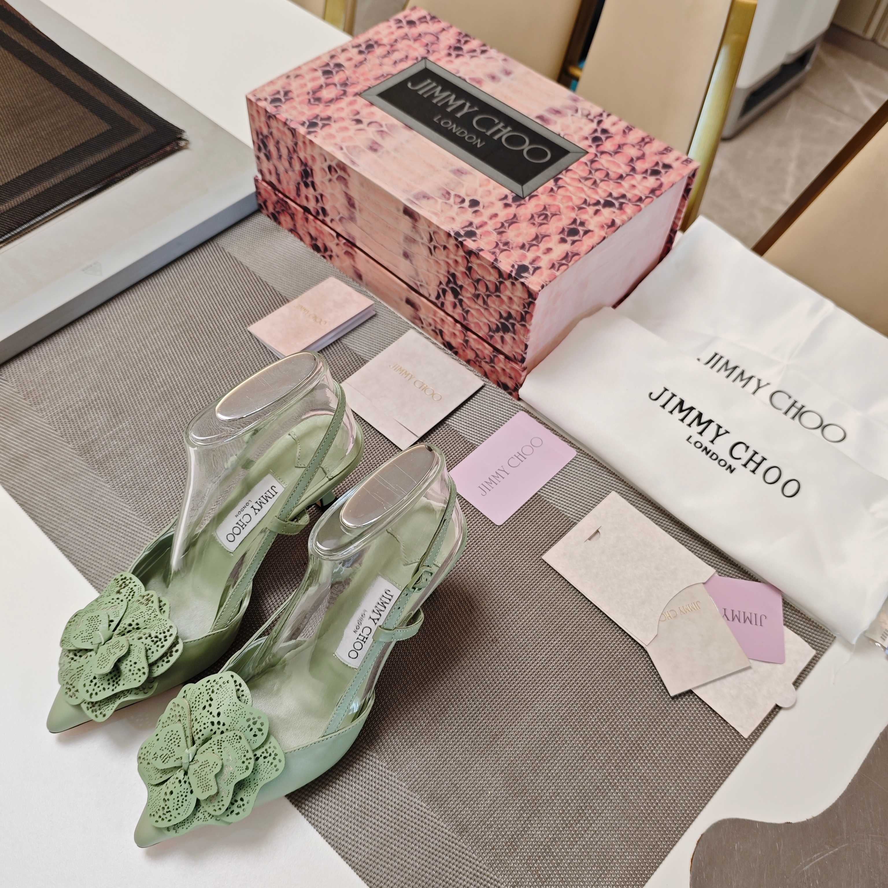 Jimmy Choo Mimmi Pumps 5cm Green Leather 900902