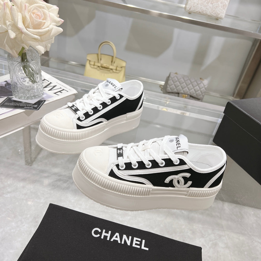 CC Sneaker Black Fabric And Lambskin