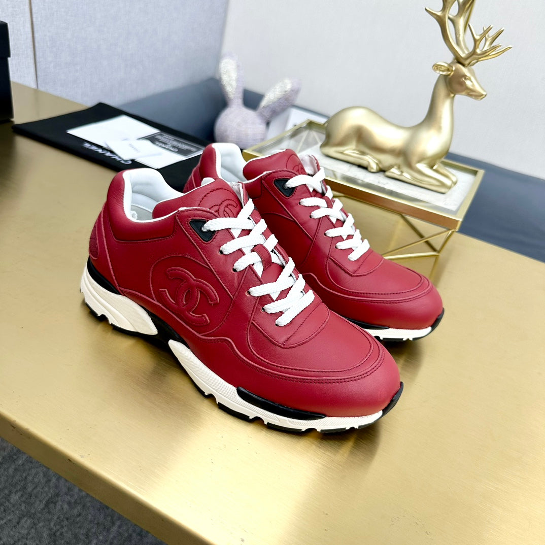 CC 26s Metallic Casual Sneakers Burgundy Mesh Leather 981011