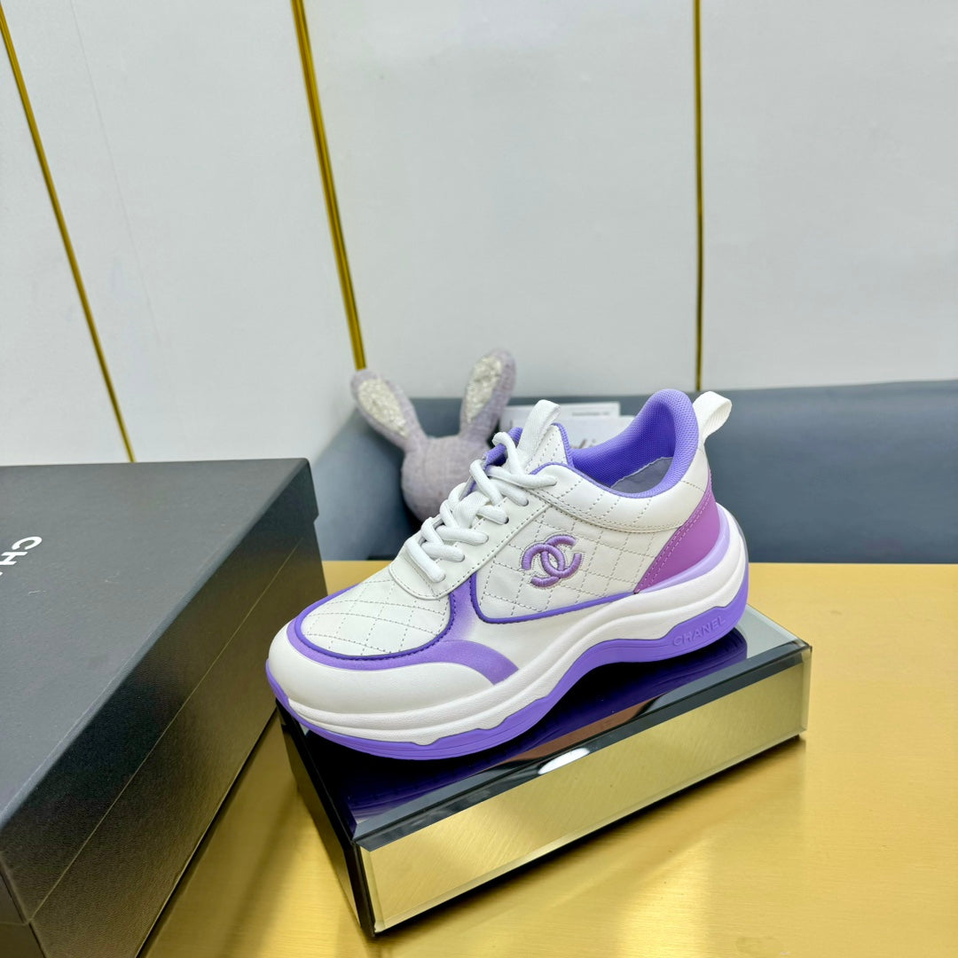 CC 26s Metallic Casual Sneakers White Purple Mesh Leather 981386