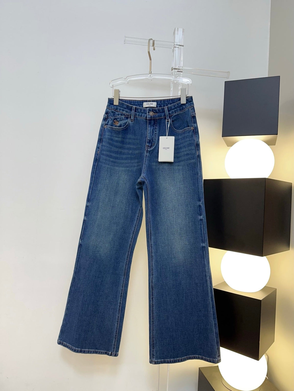 Celine 26s Jeans Wide-Leg Blue Denim 429859