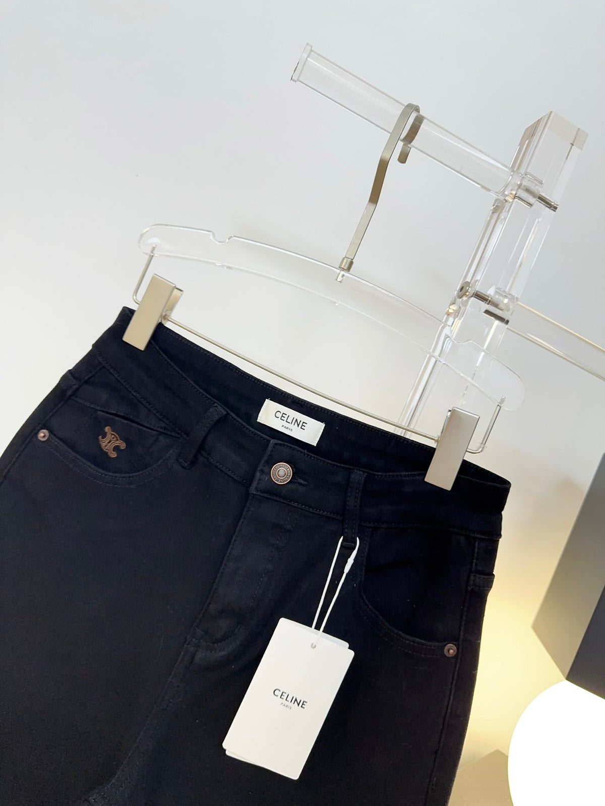 Celine 26s Jeans Wide-Leg Black Denim 996787