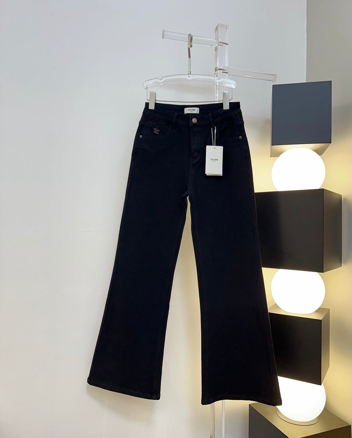 Celine 26s Jeans Wide-Leg Black Denim 996787