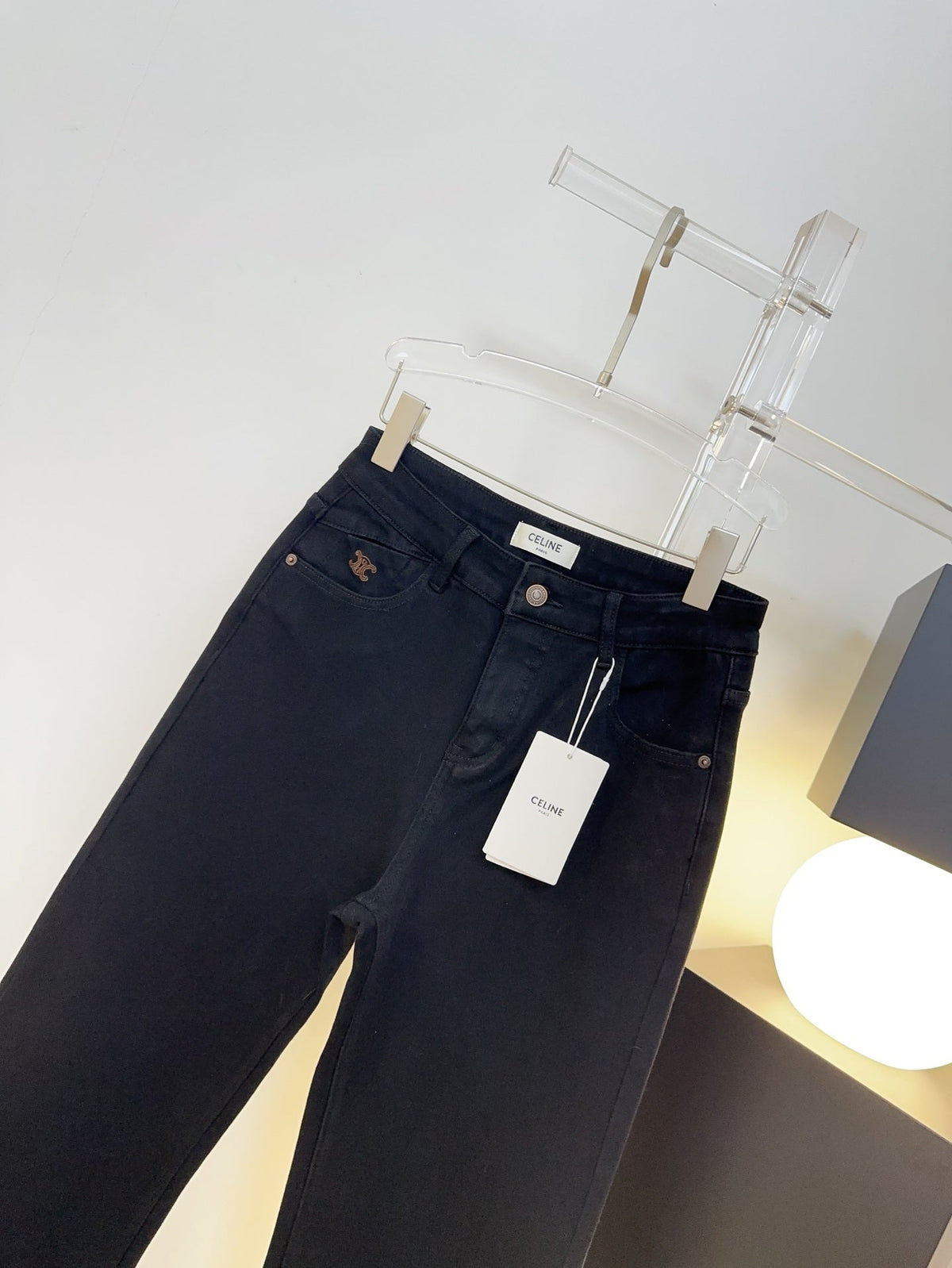 Celine 26s Jeans Wide-Leg Black Denim 996787