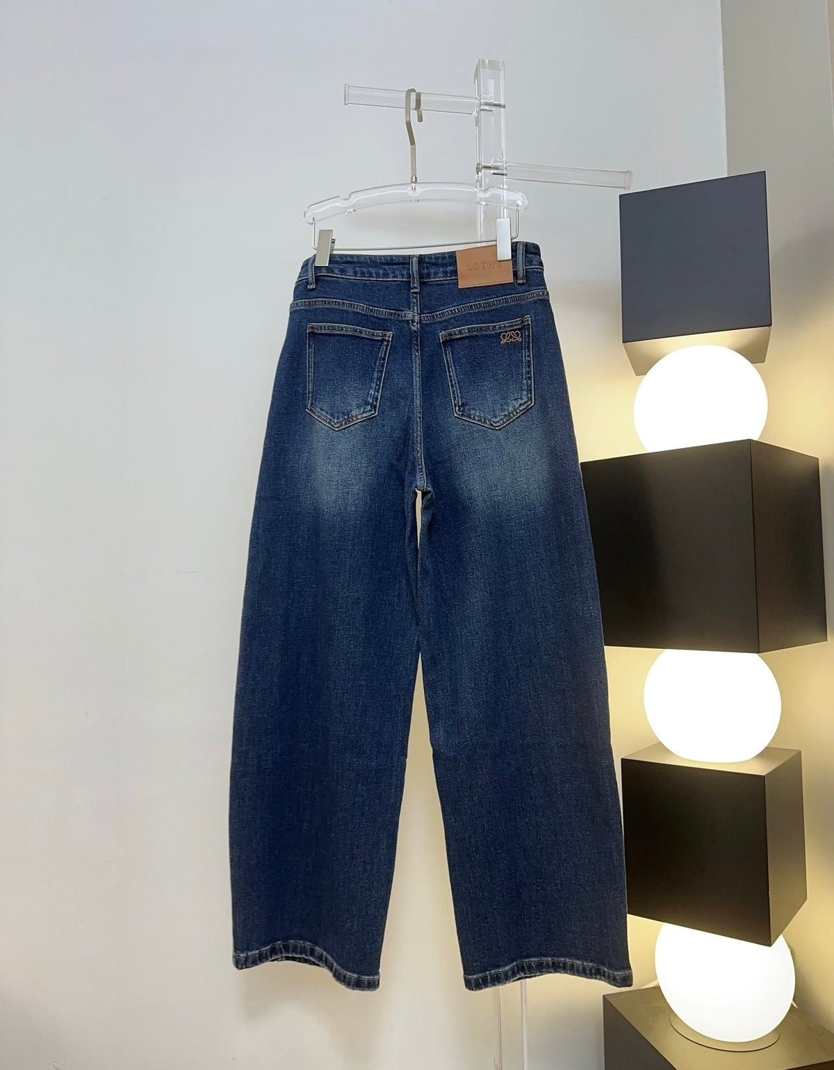 Loewe 26s Jeans Wide-Leg Seam Dark Blue Denim 429847