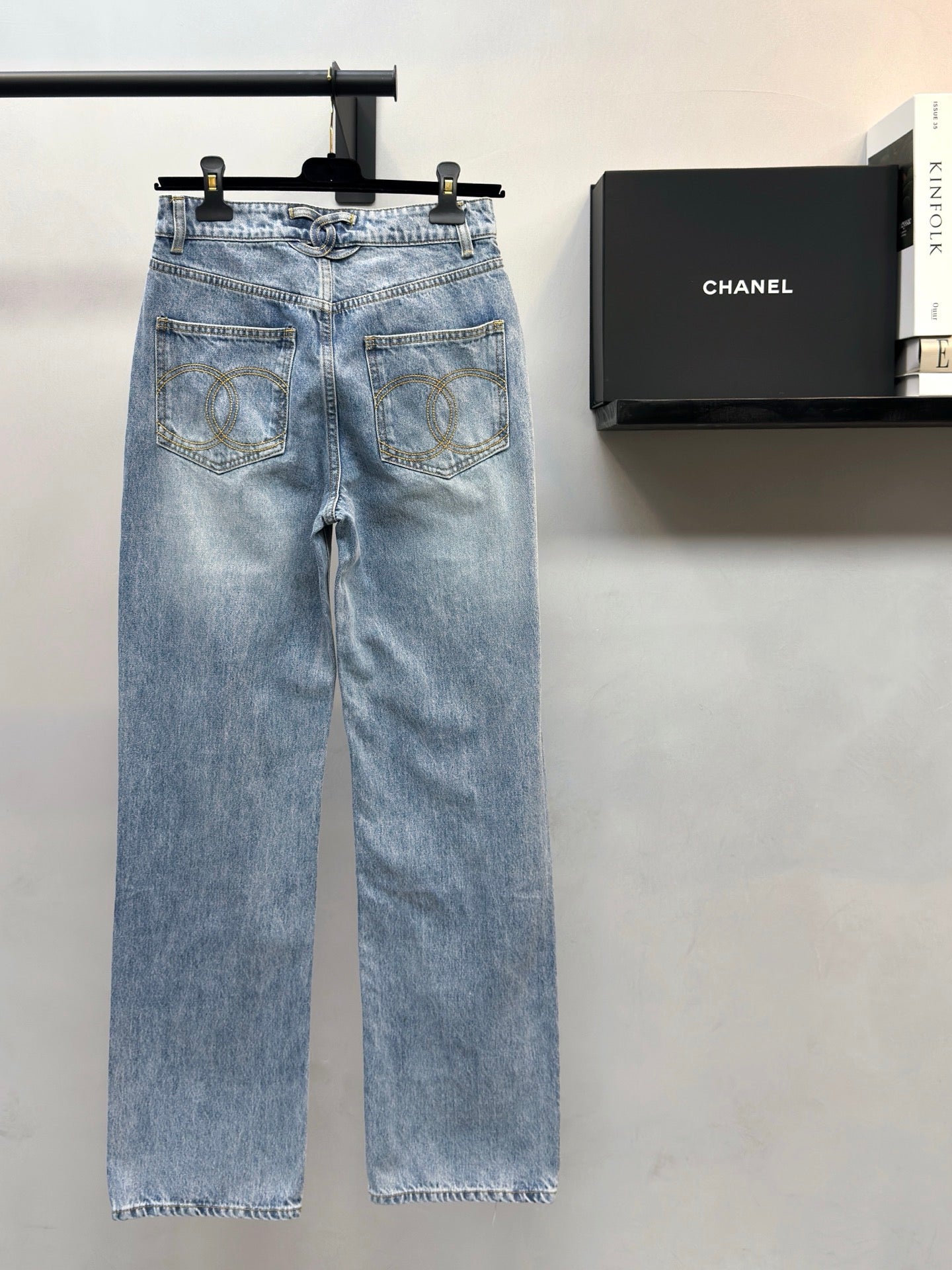 CC 26s Twist-Button Straight-Leg Jeans Washed Blue Denim 397722