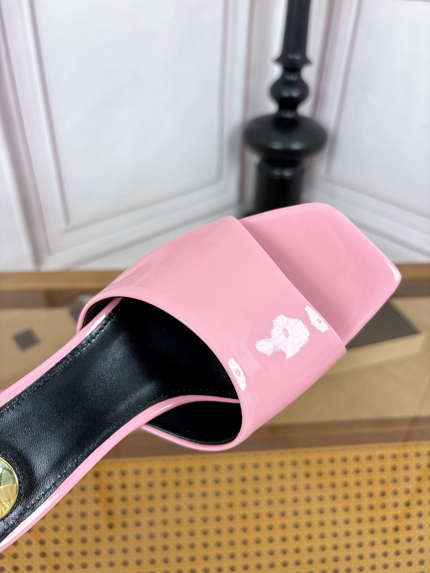 YSL High-Heeled Sandal 5.5cm Pink Patent Leather 932054