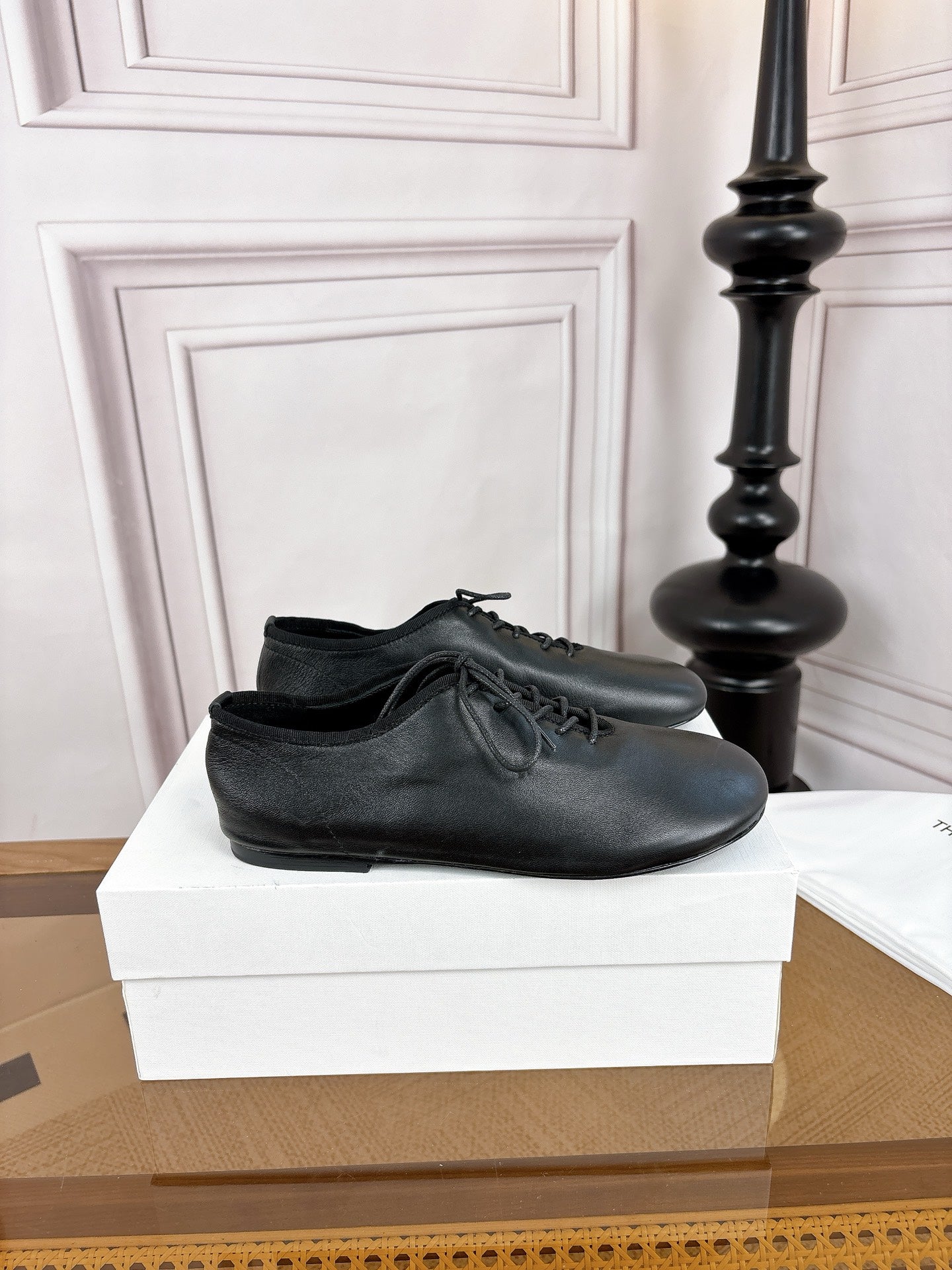 The Row Deep Mouth Slip-on Loafers Black Leather 931970