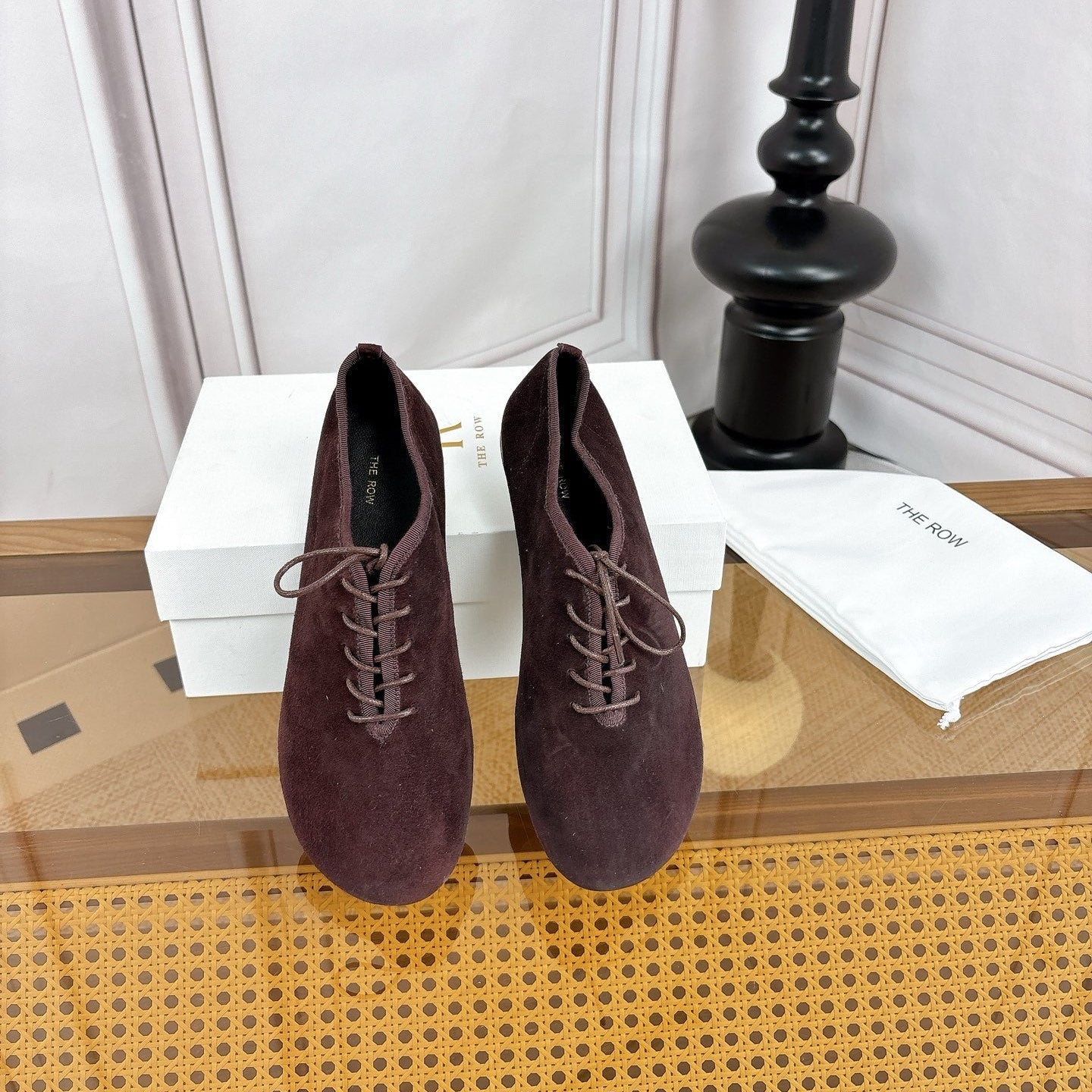 The Row Deep Mouth Slip-on Loafers Coffee Suede 931972